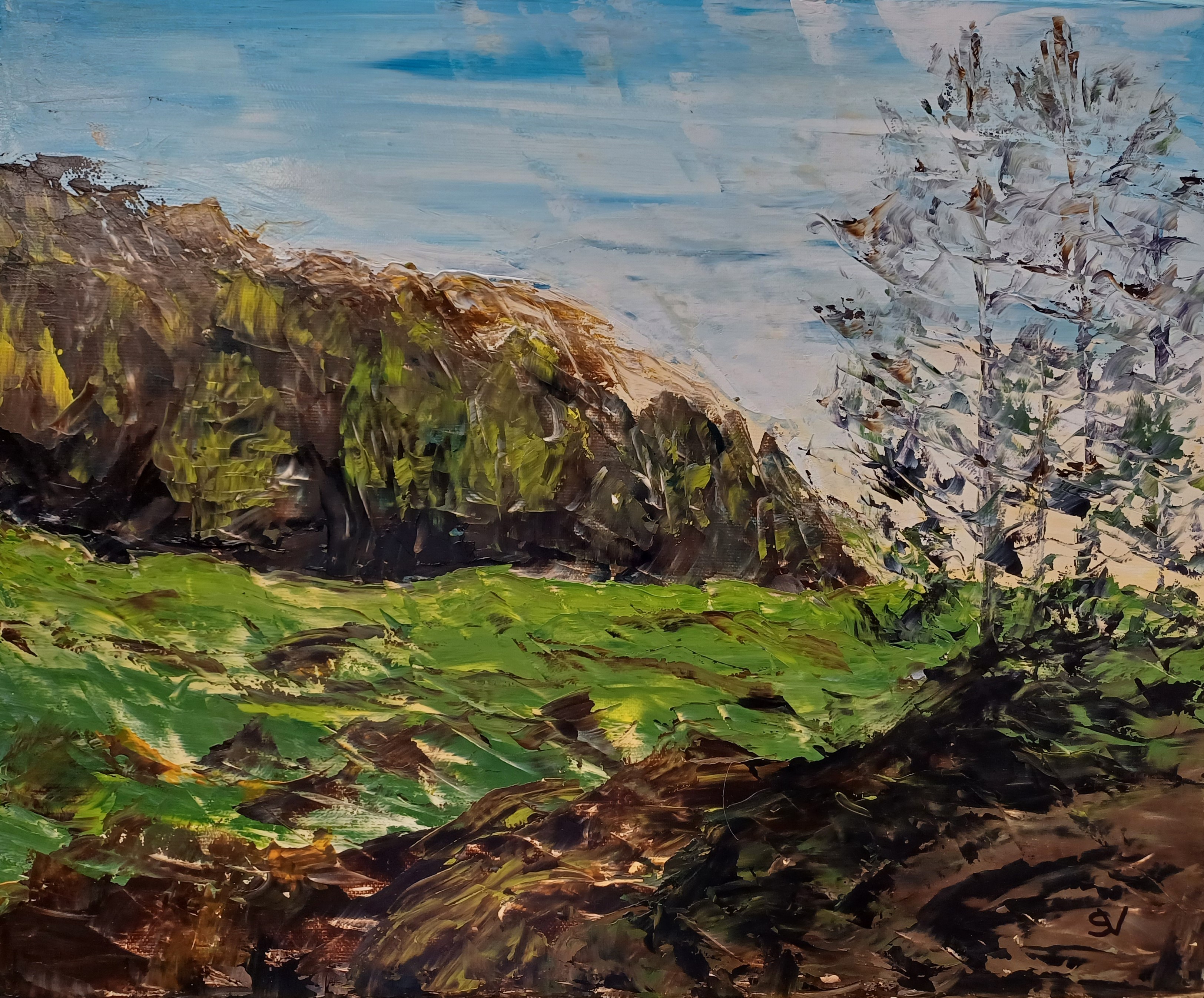 1004 aux pieds des monts huile toile 8f 38x46cm 