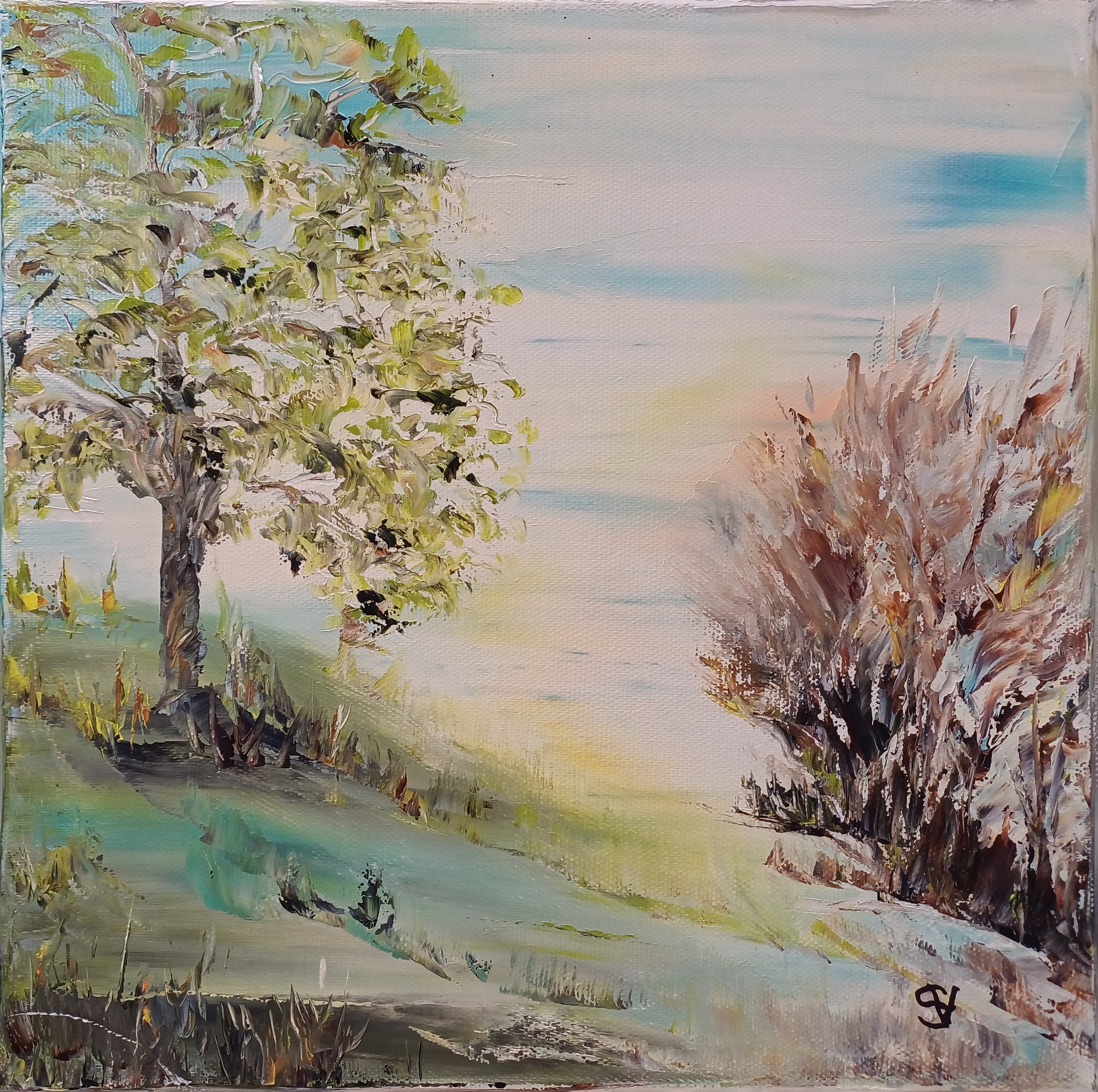 1009 verdure printaniere huile toile 30x30cm 