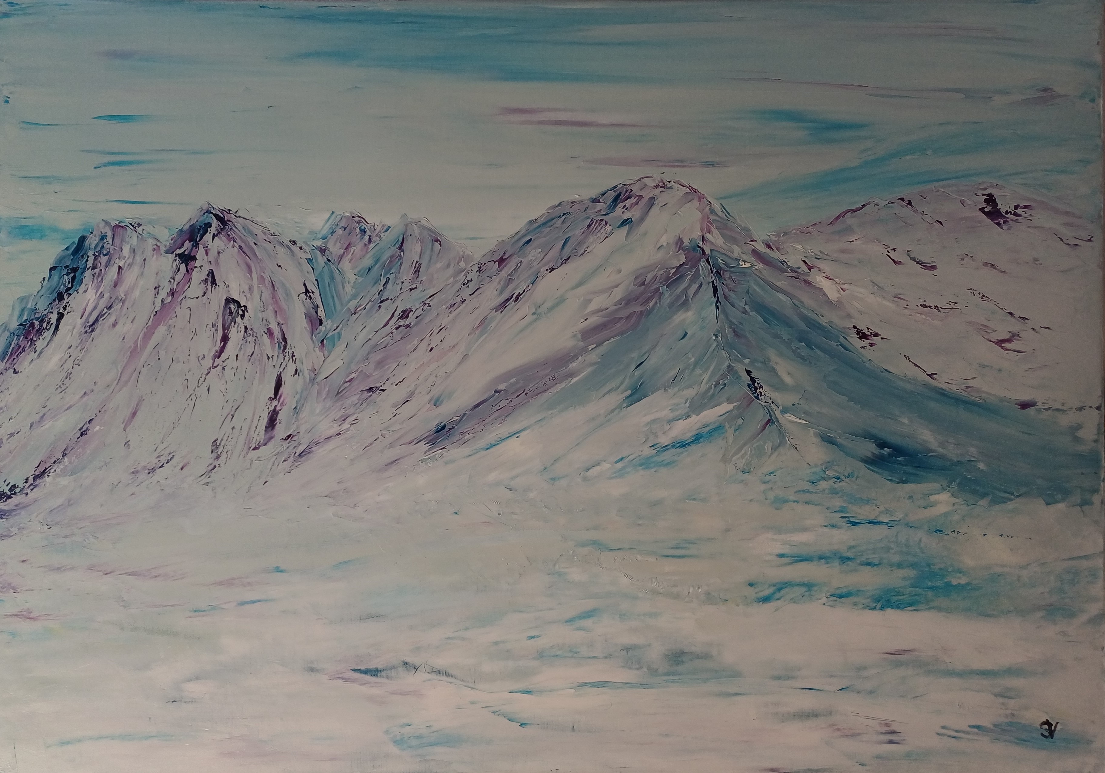 1197 mer de nuages huile toile 50x70cm 