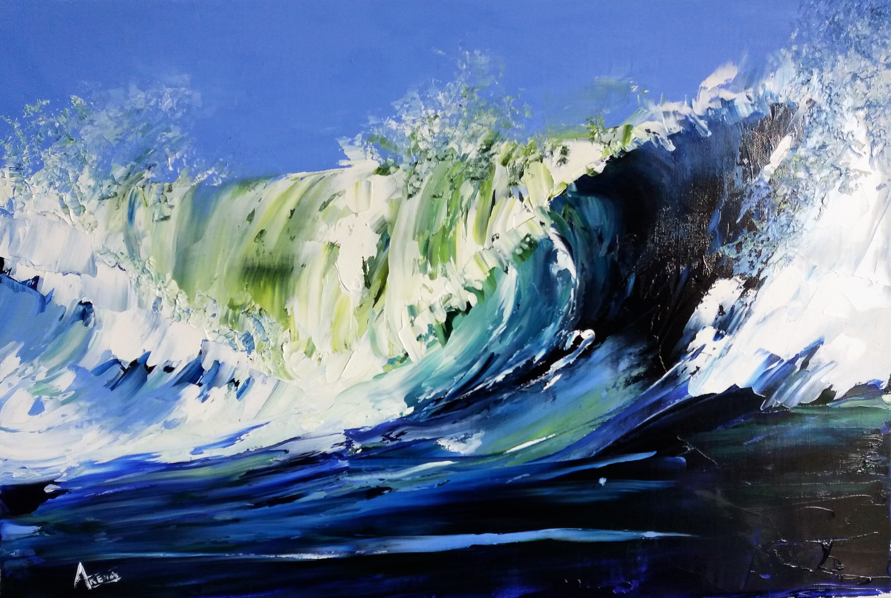 15 LA VAGUE HUILE SUR TOILE 38X55CM