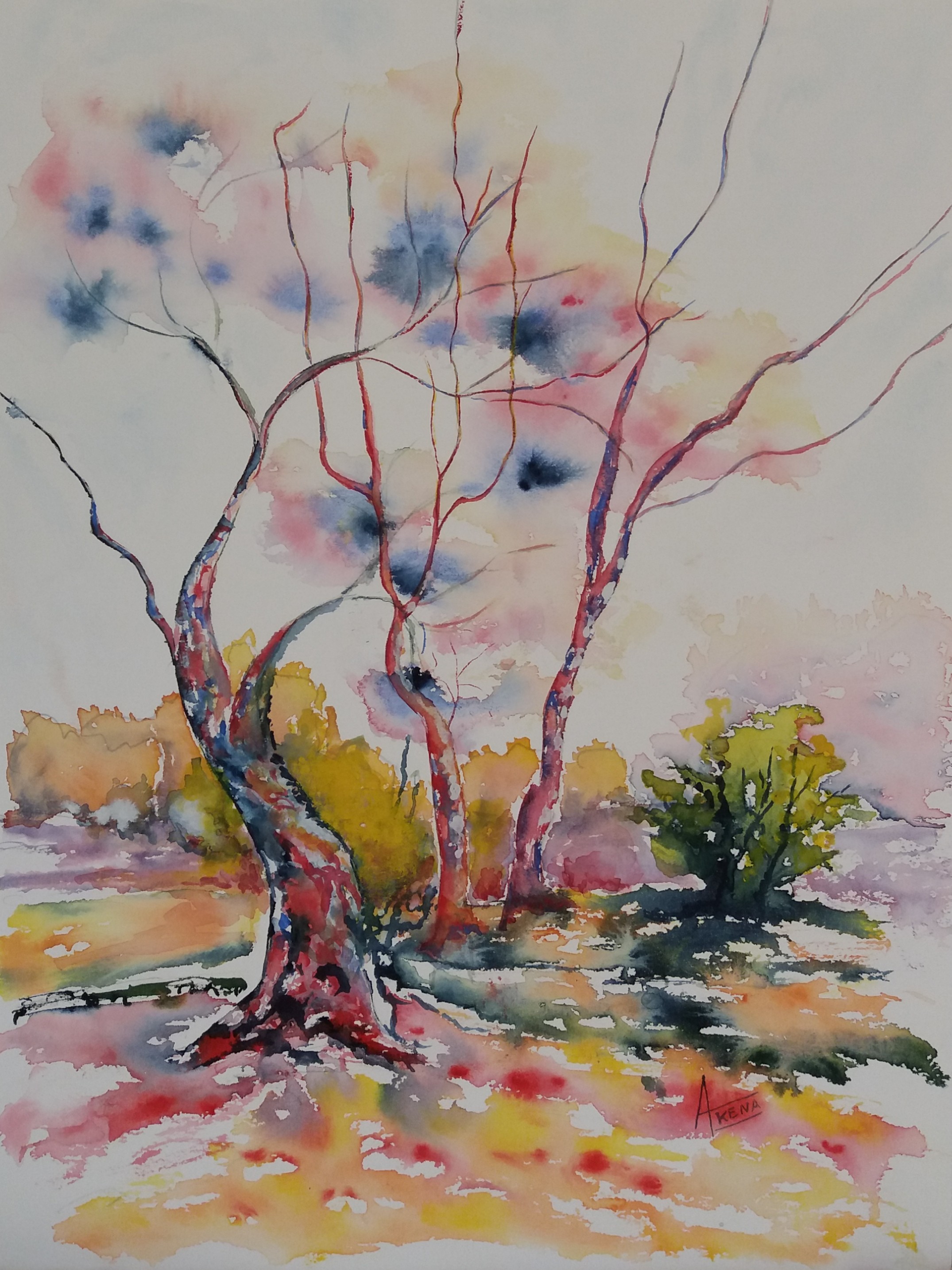 207 le printemps aquarelle 40x50 cm