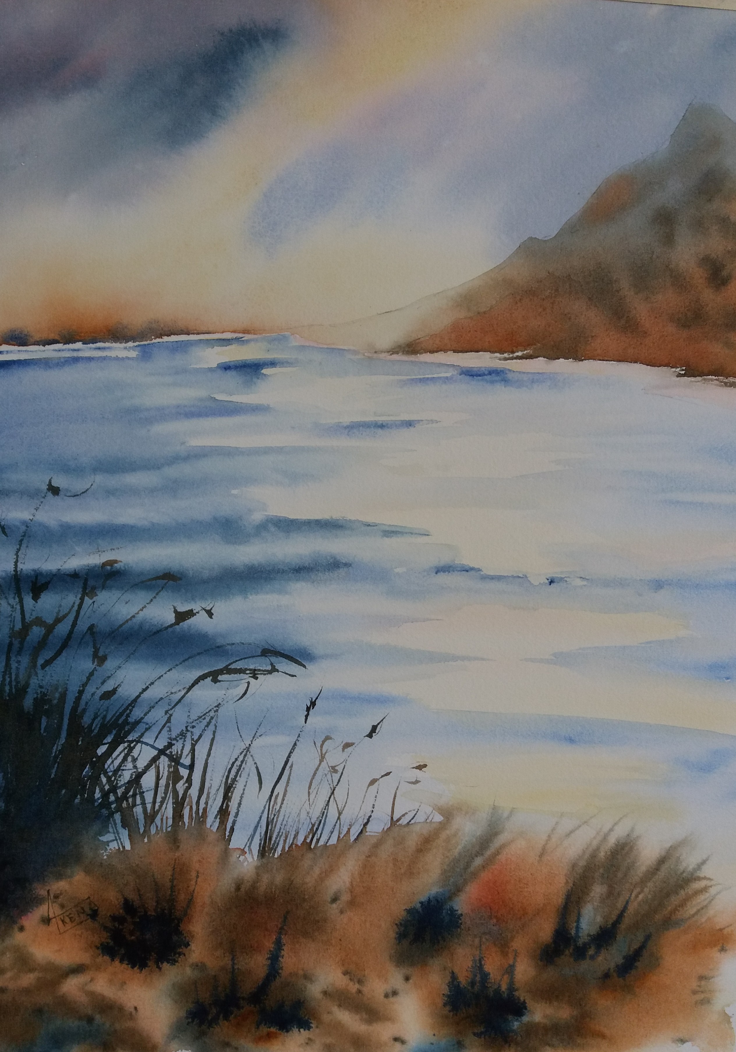 262 le lac aquarelle 40x50 cm 