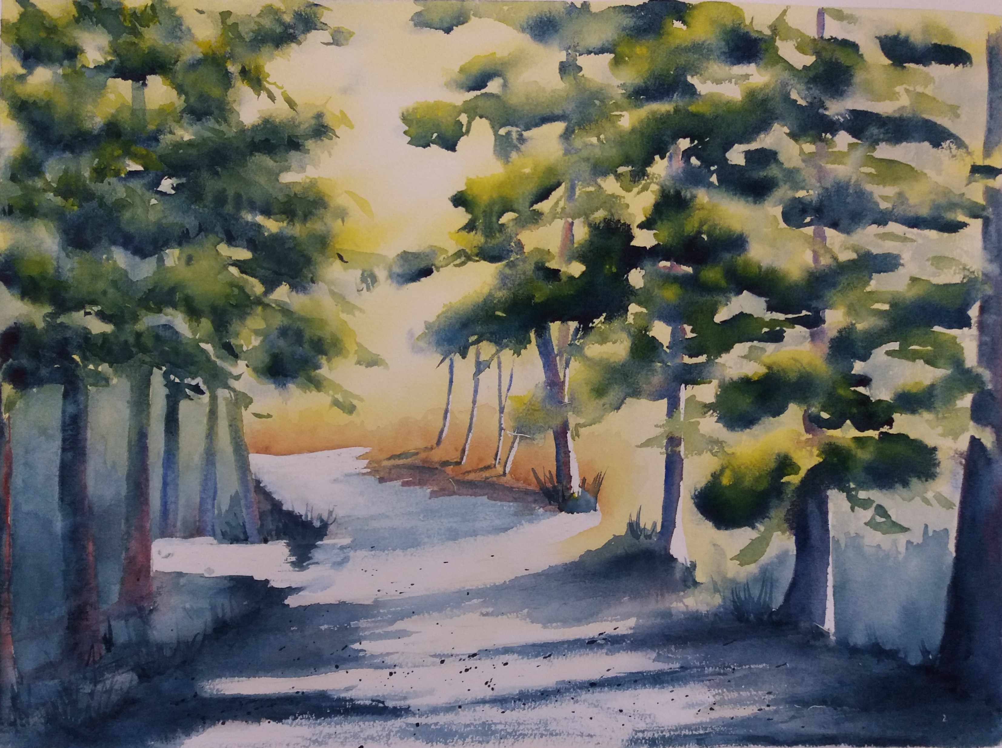 271 allees cavalieres aquarelle 40x50 cm 