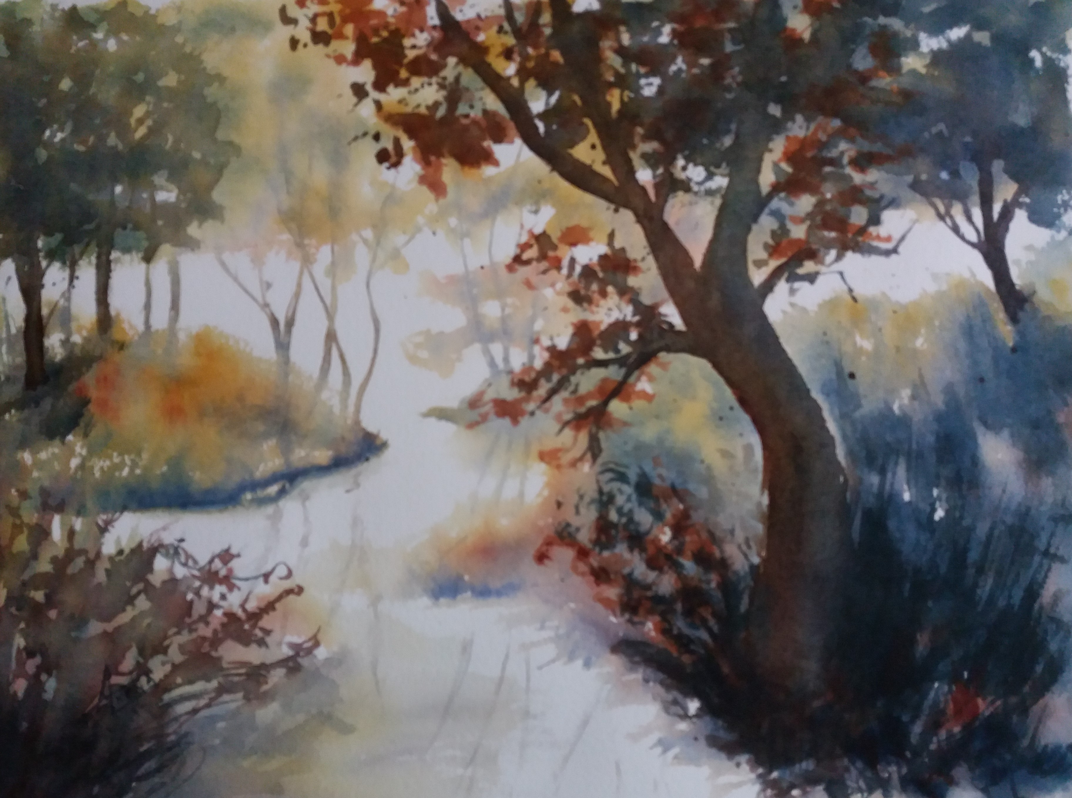 274 la riviere aquarelle 40x50 cm 