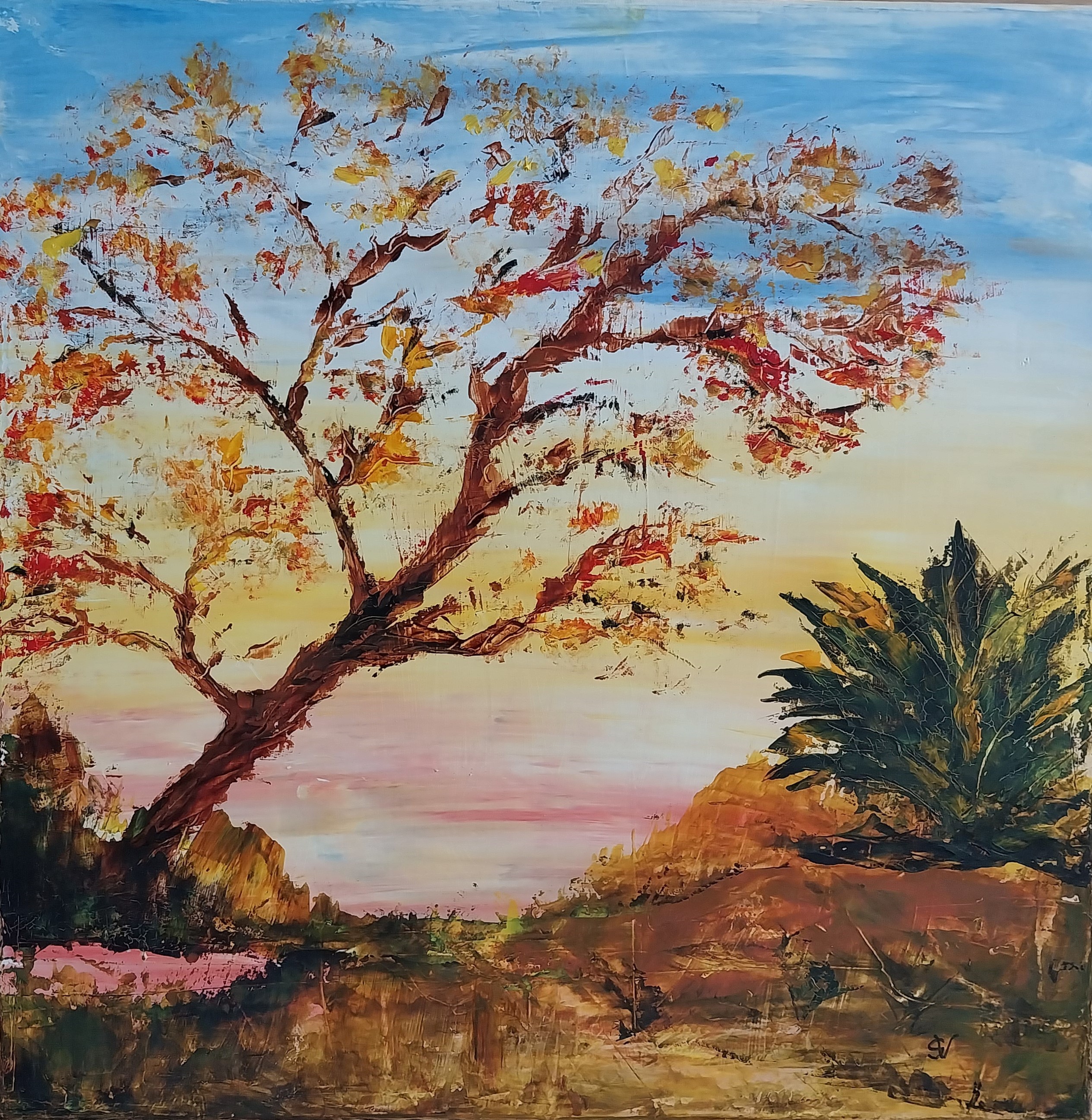 301 la mediterranee huile sur toile 50x50 cm 