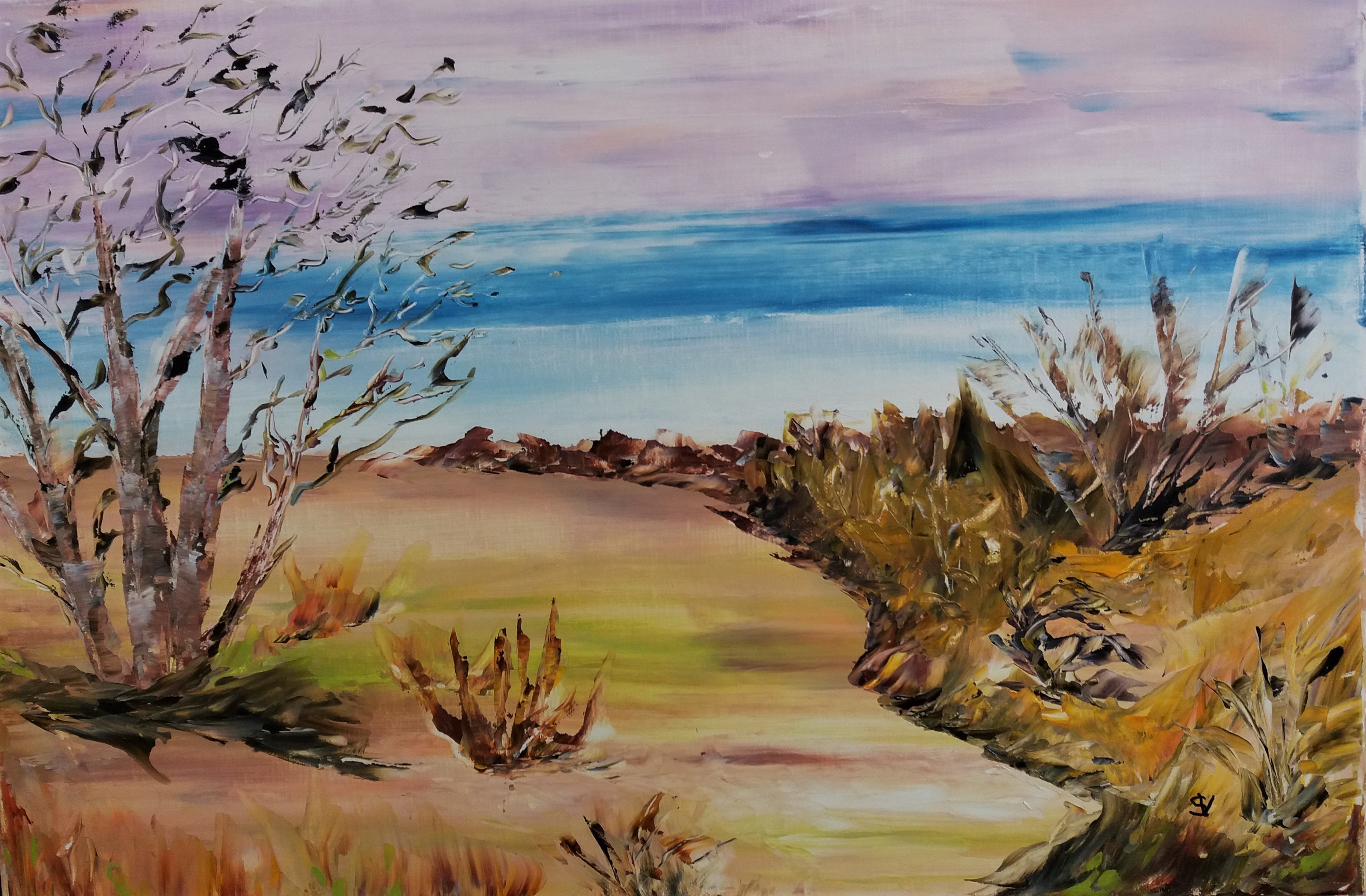 690 la lande huile sur toile 10p 38x55 cm