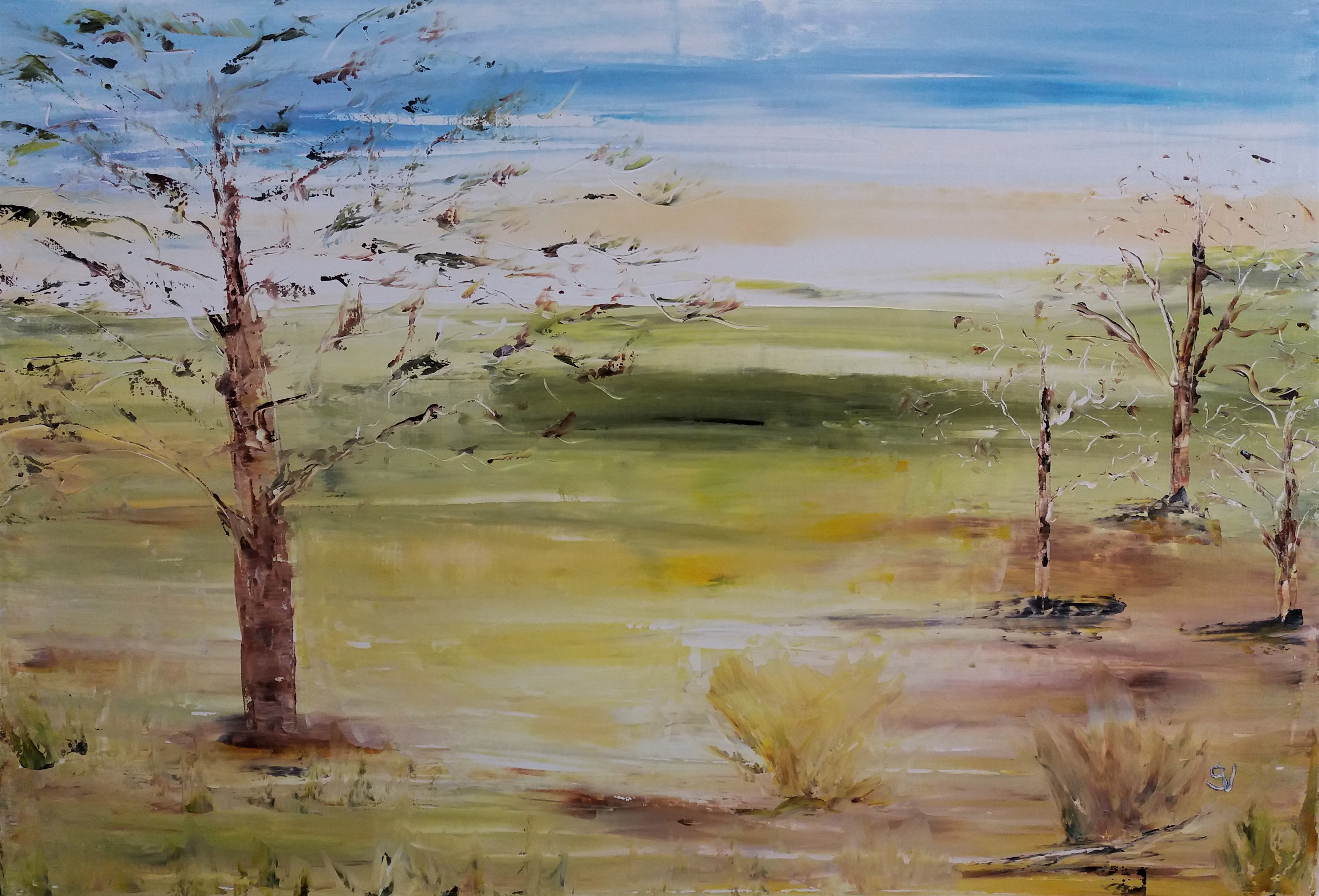 692 la plaine huile sur toile 10p 38x55 cm