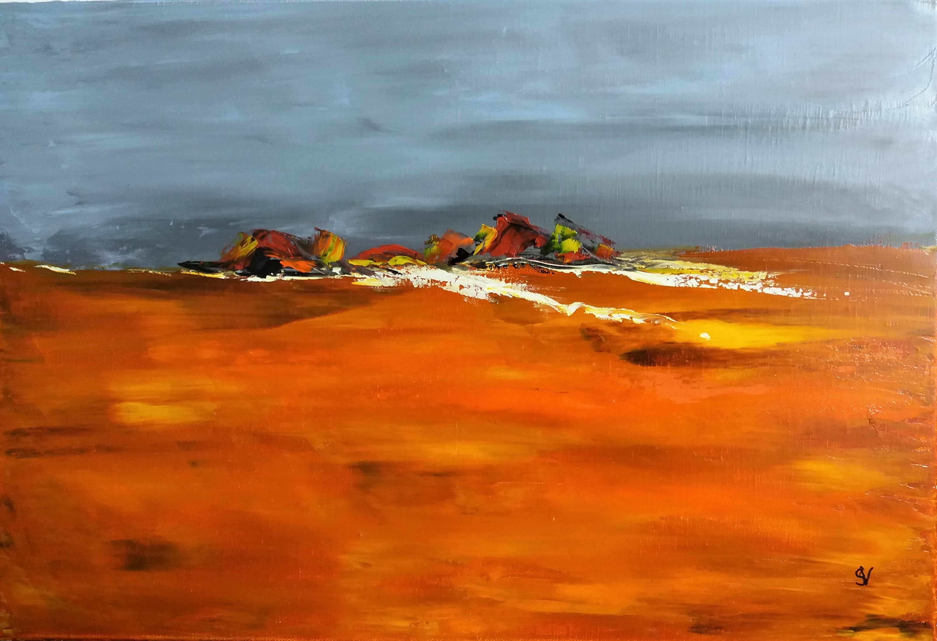 713 au loin huile sur toile 10p 38x55 cm