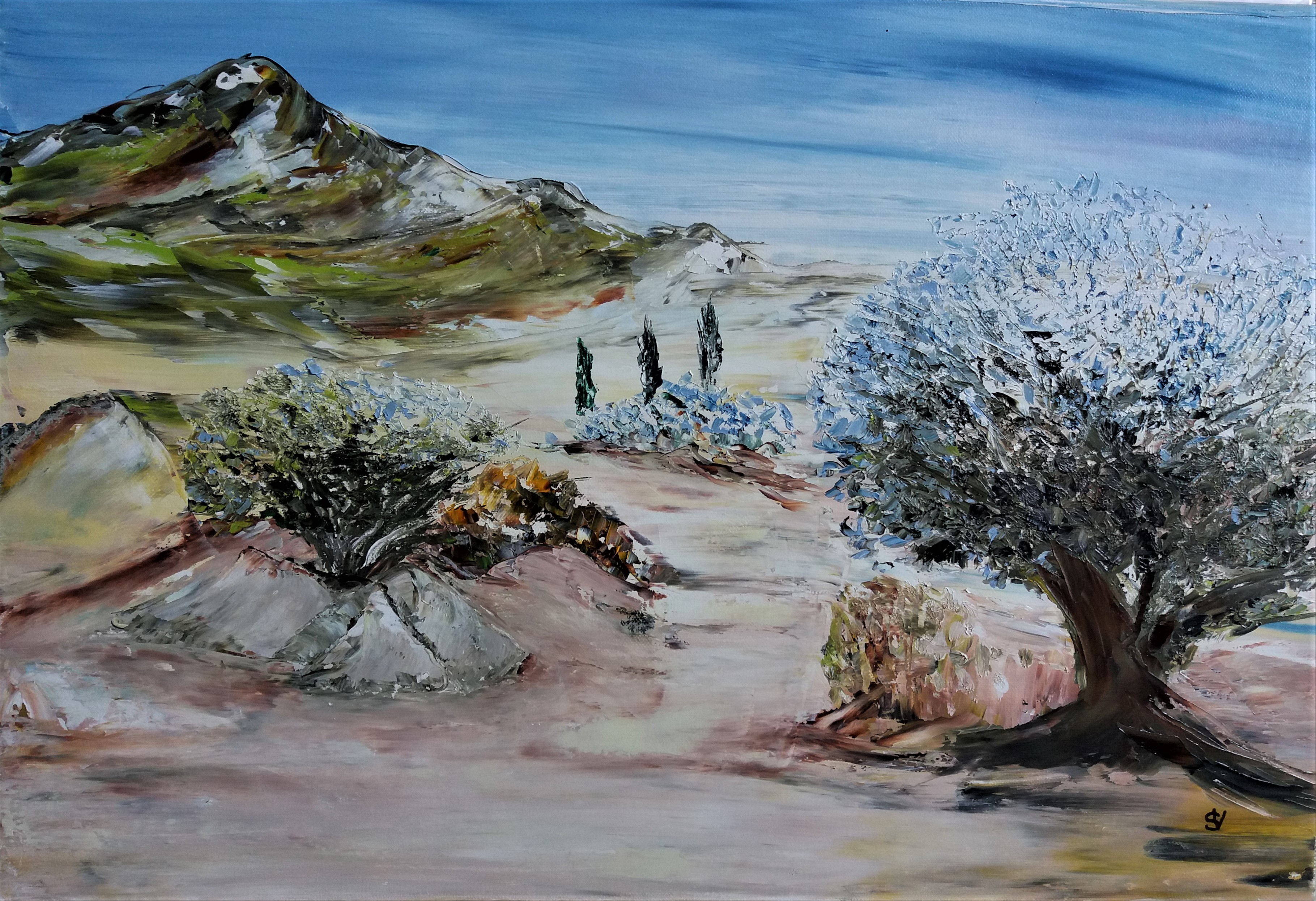 719 oliviers provencales 1 huile sur toile 10p 38x55 cm