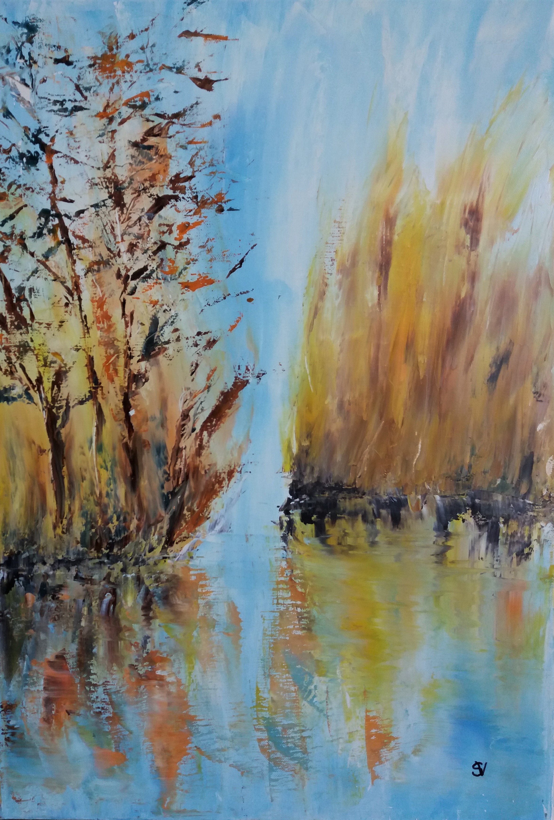 727 reflets huile sur toile 10p 38x55 cm