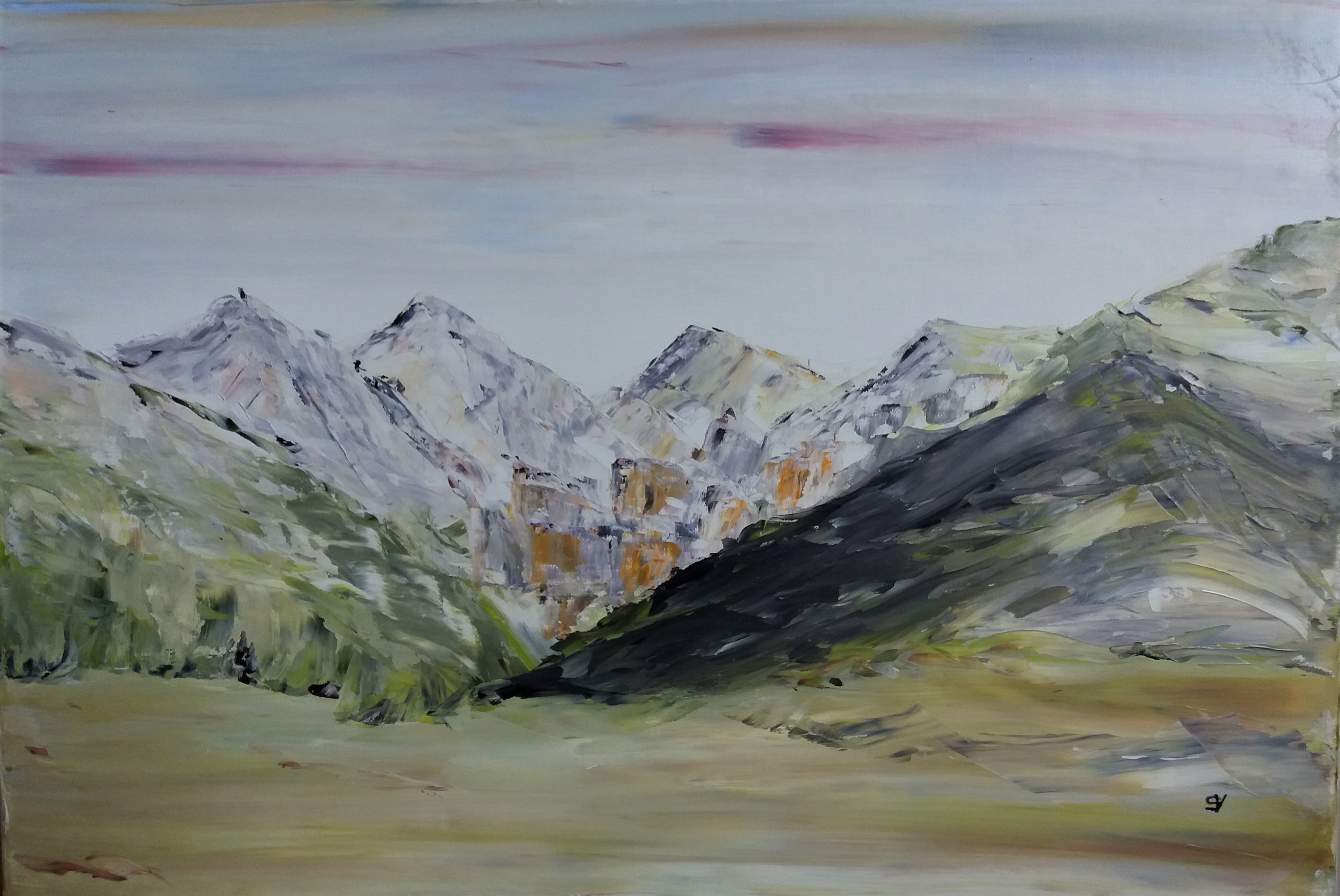 728 souvenir d ariege huile sur toile 10p 35x55 cm
