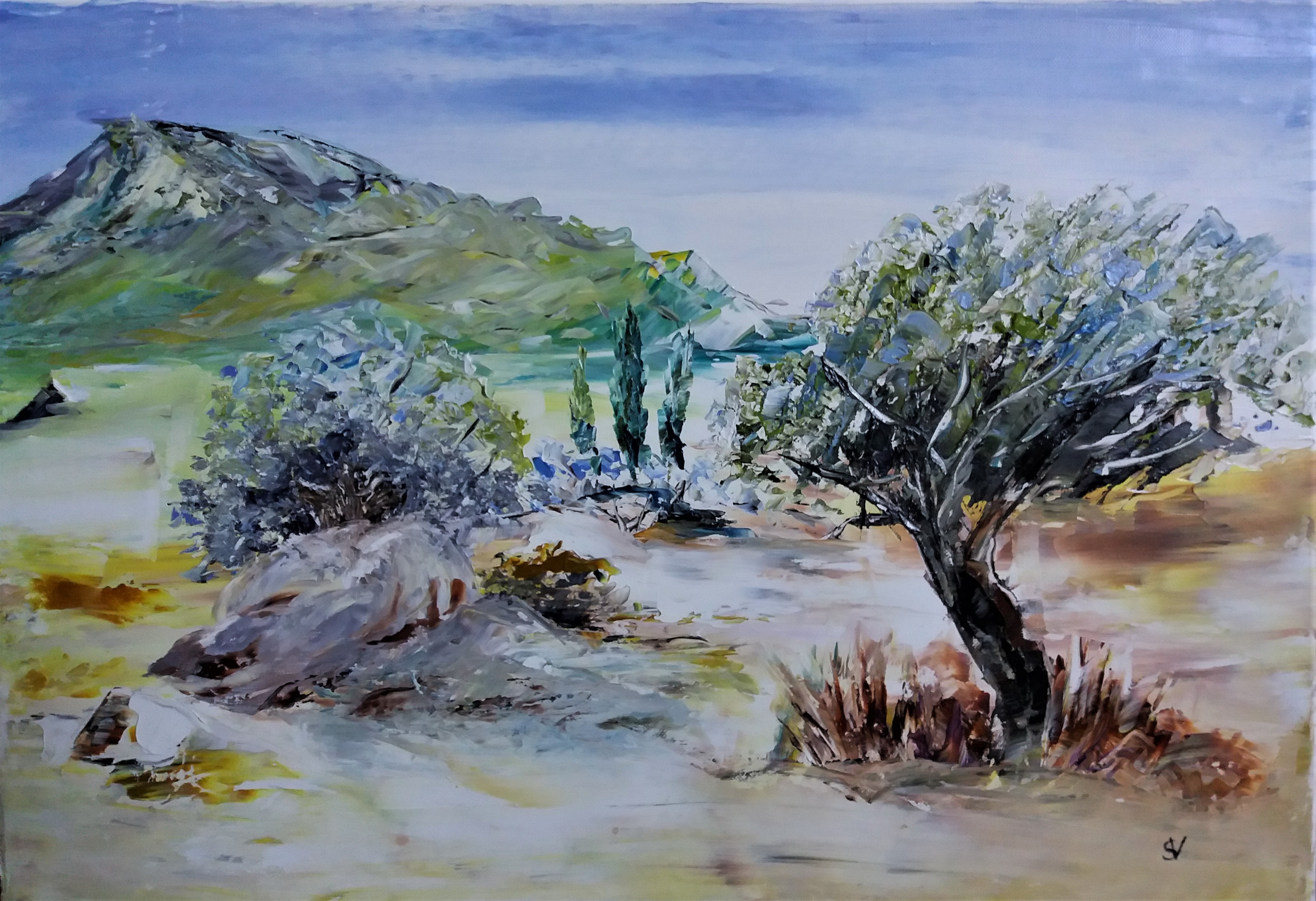 736 oliviers provencales 2 huile sur toile 10p 38x55 cm