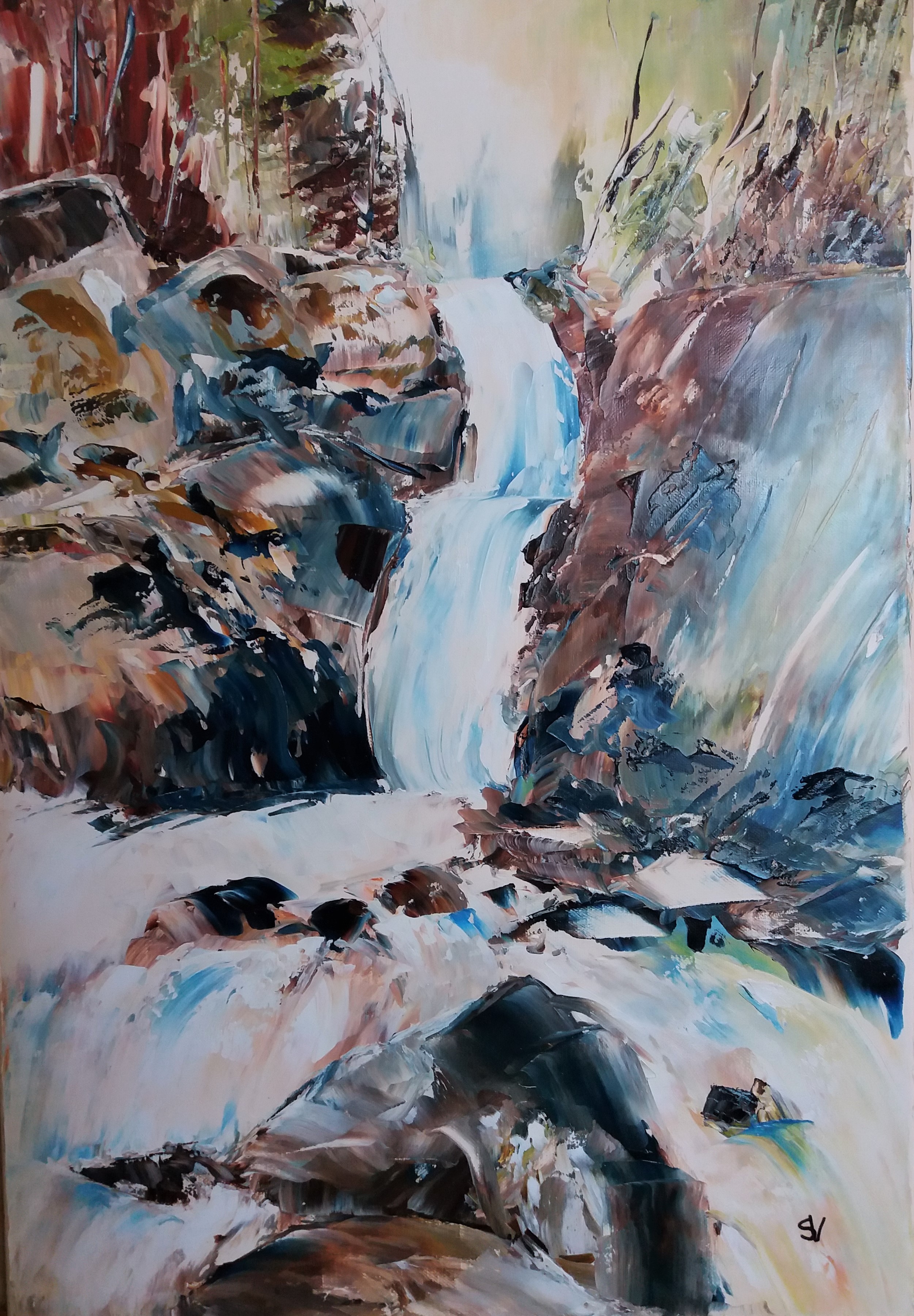 744 l eau vive huile sur toile 10p 38x55 cm