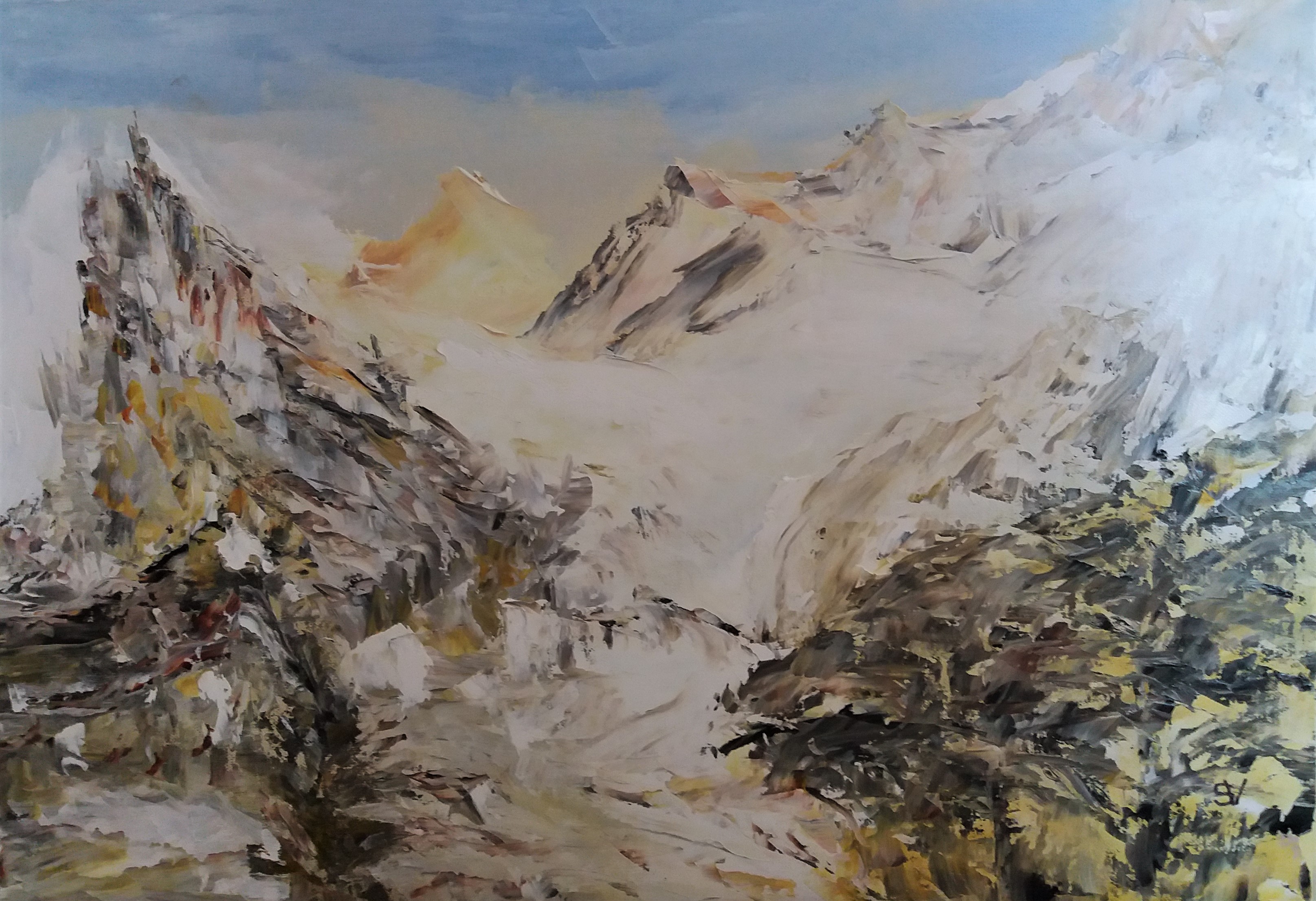 746 le glacier huile sur toile 10p 38x55 cm