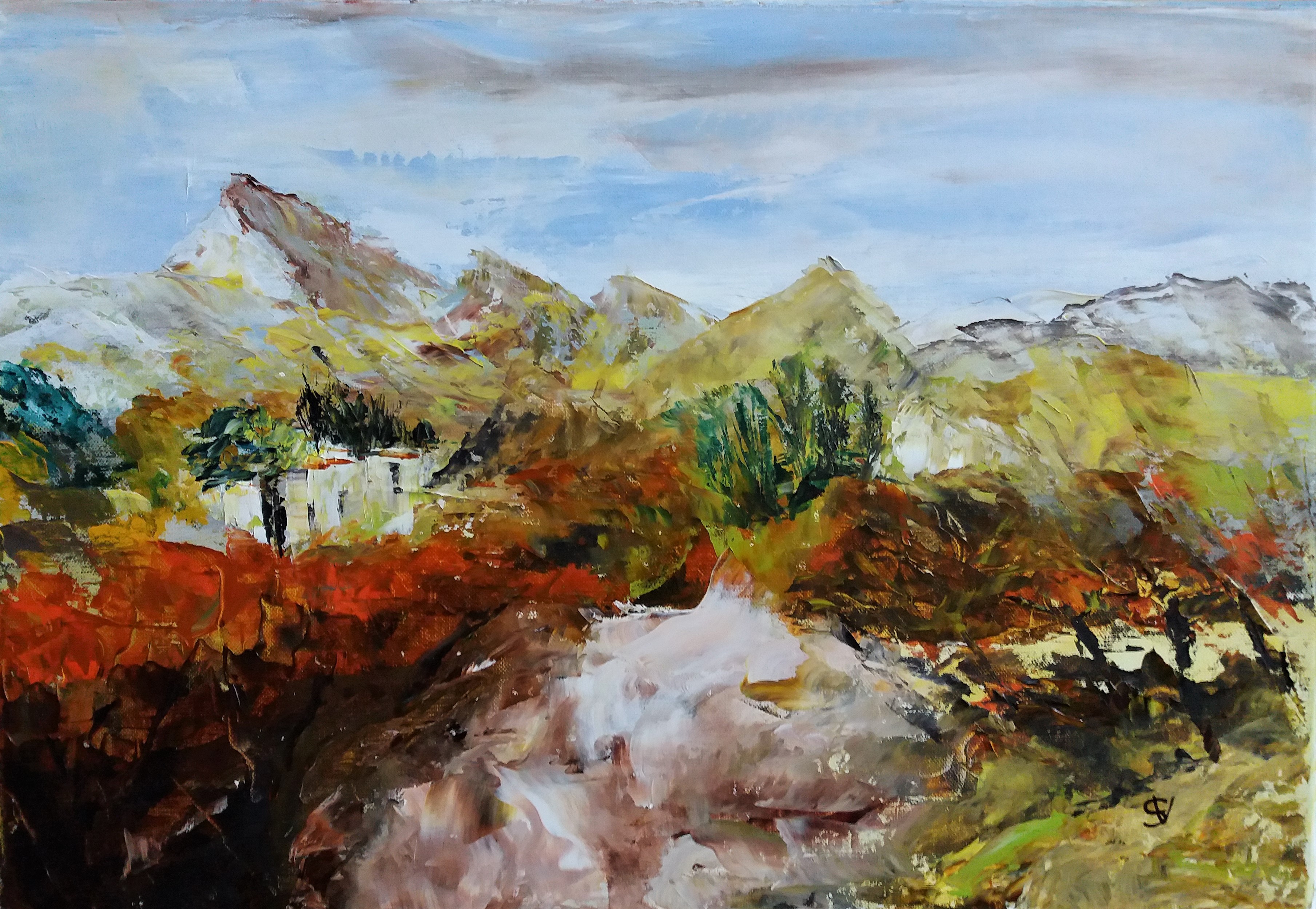 752 vignoble provencal huile sur toile 10p 38x55 cm