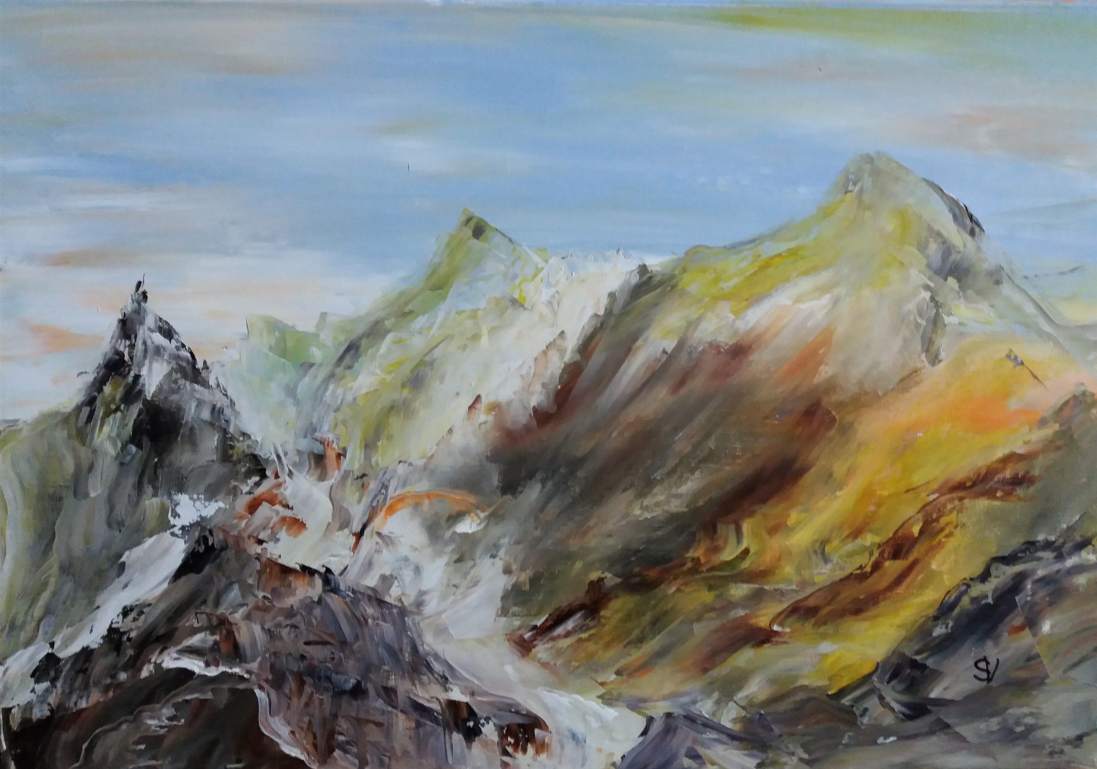 753 ballade en montagne huile sur toile 10p 38x55 cm