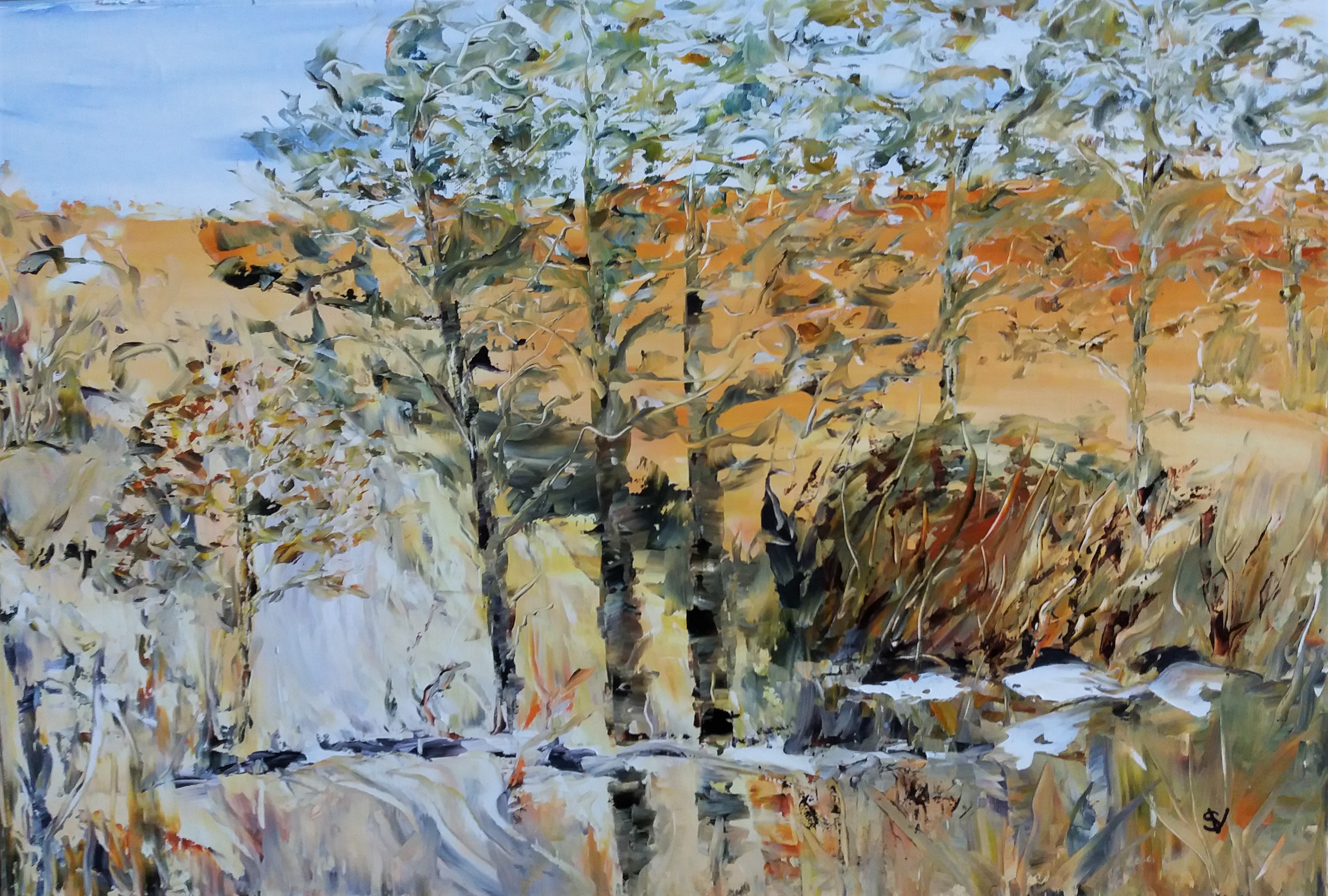 756 le ruisseau chaleurs d ete huile sur toile 10p 38x55 cm