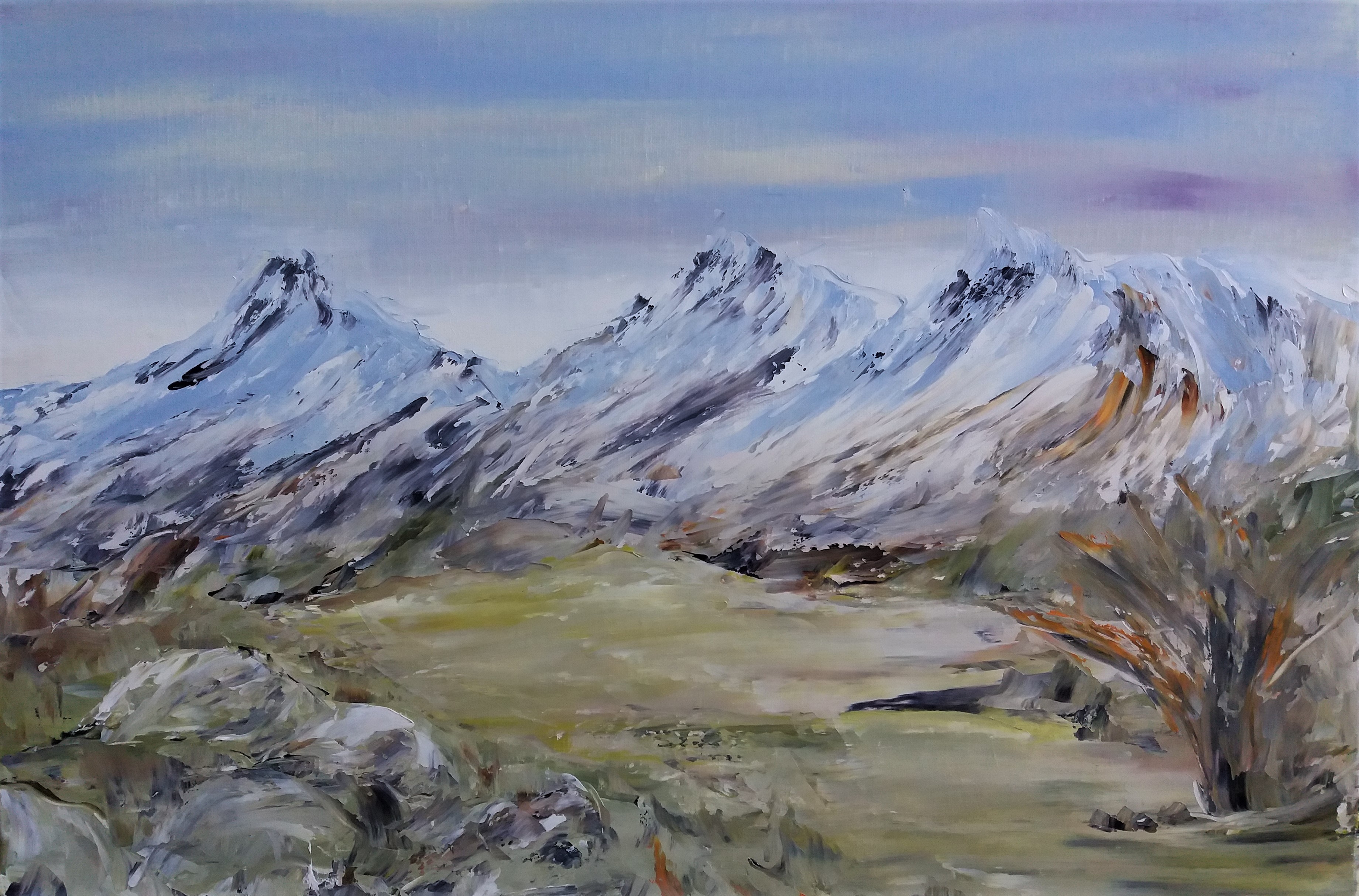 760 les pres monts huile sur toile 10p 38x55 cm