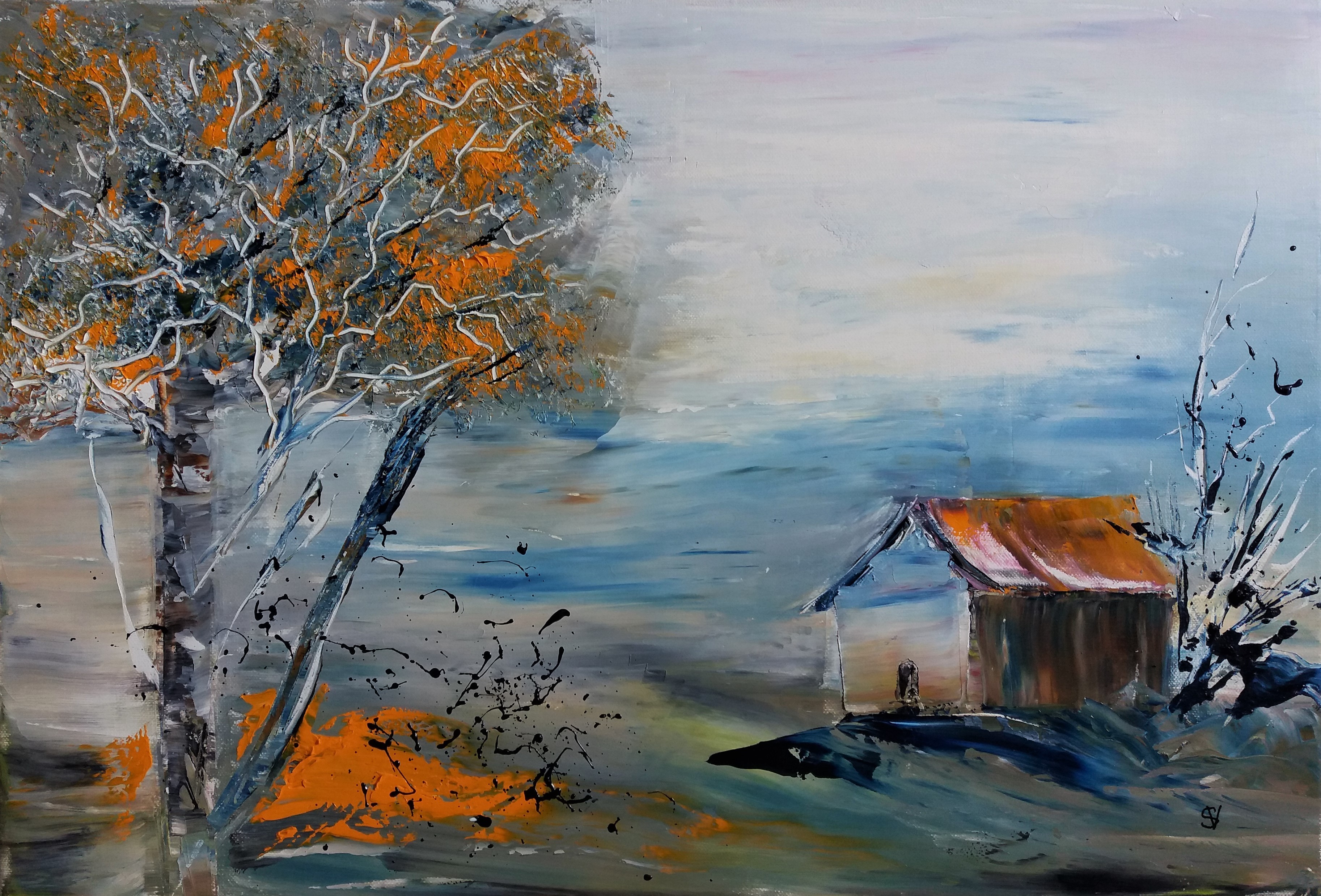 771 la cabane huile sur toile 10p 38x55 cm