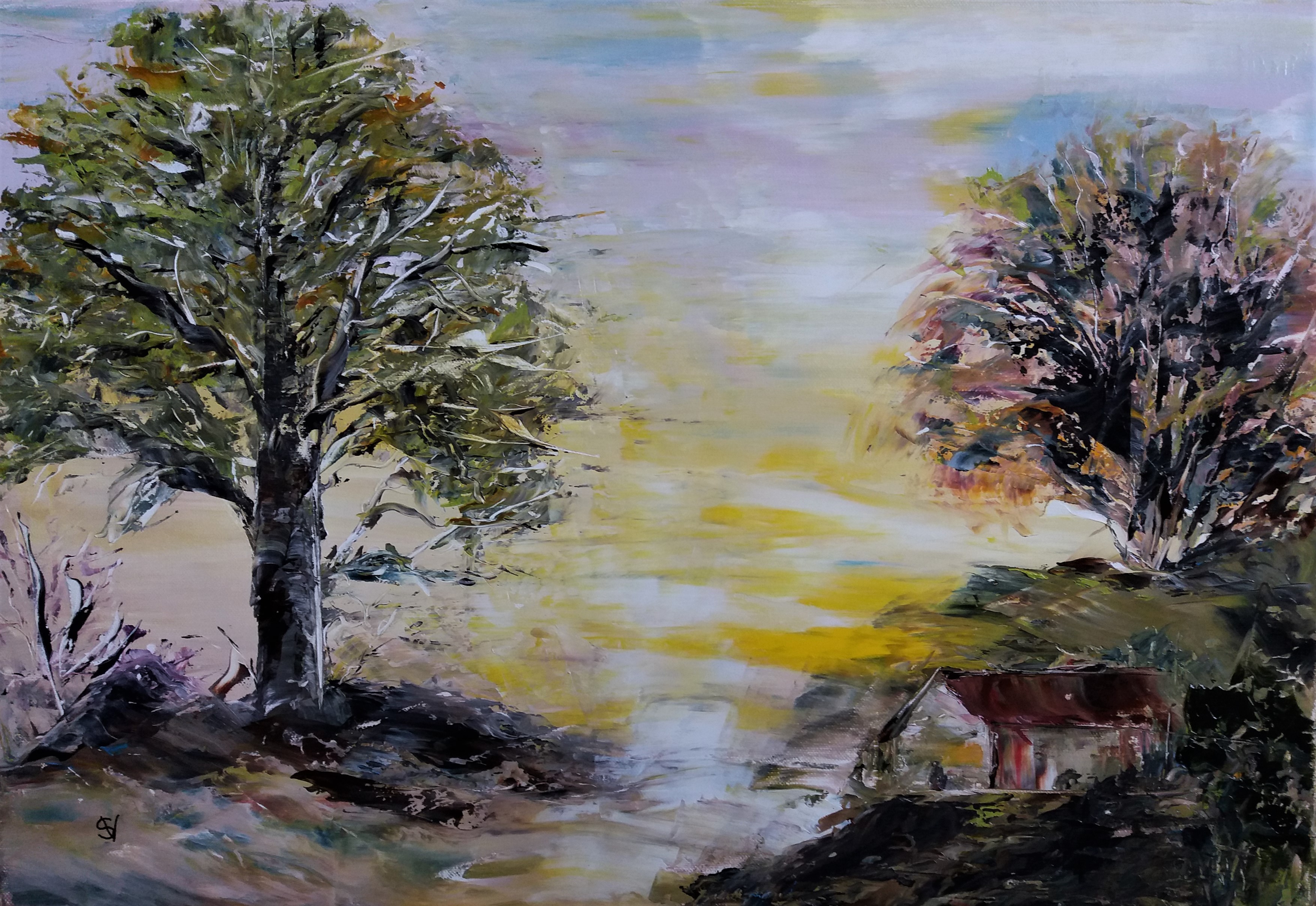 773 reverberation huile sur toile 10p 38x55 cm