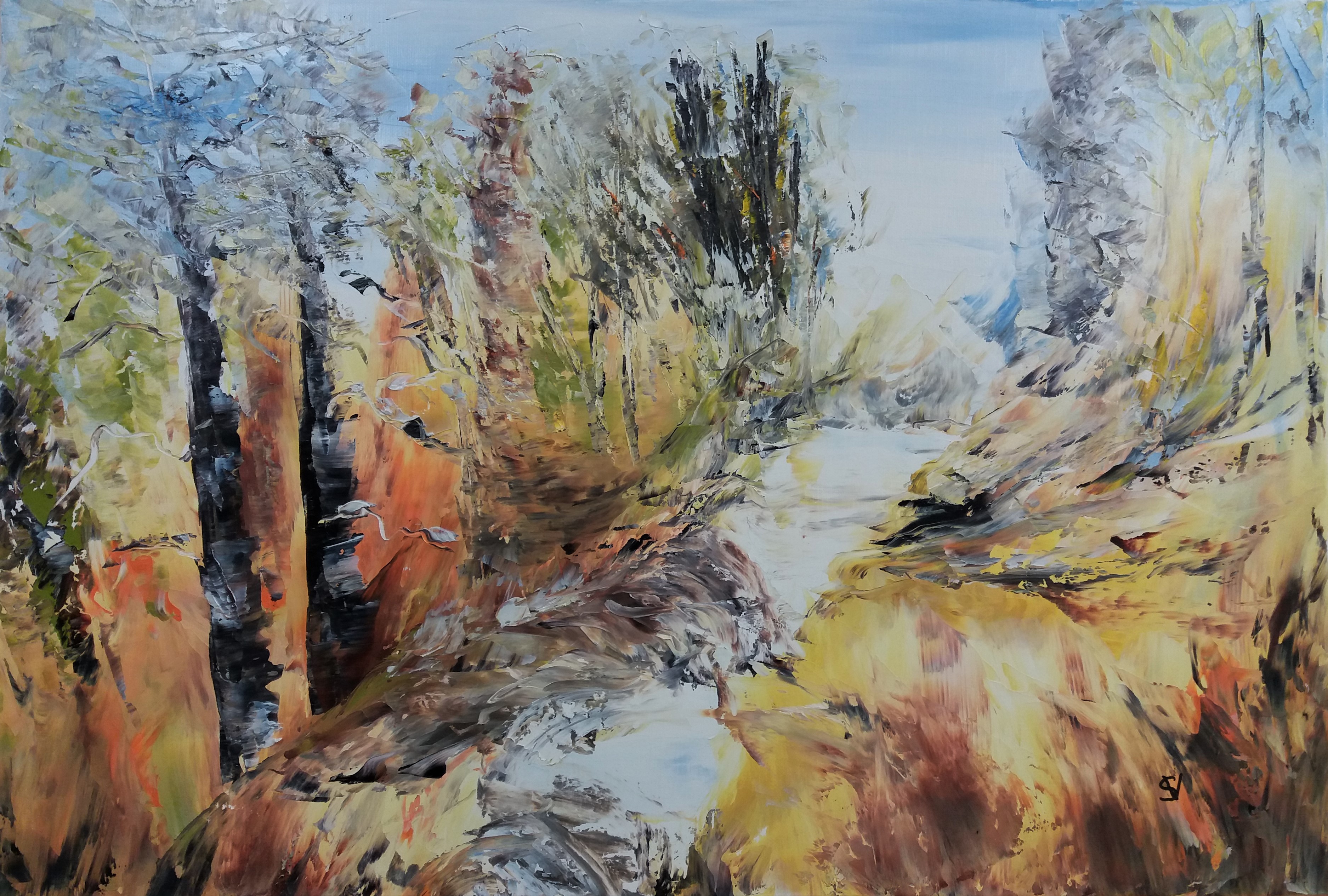 777 l automne huile sur toile 10p 38x55 cm 