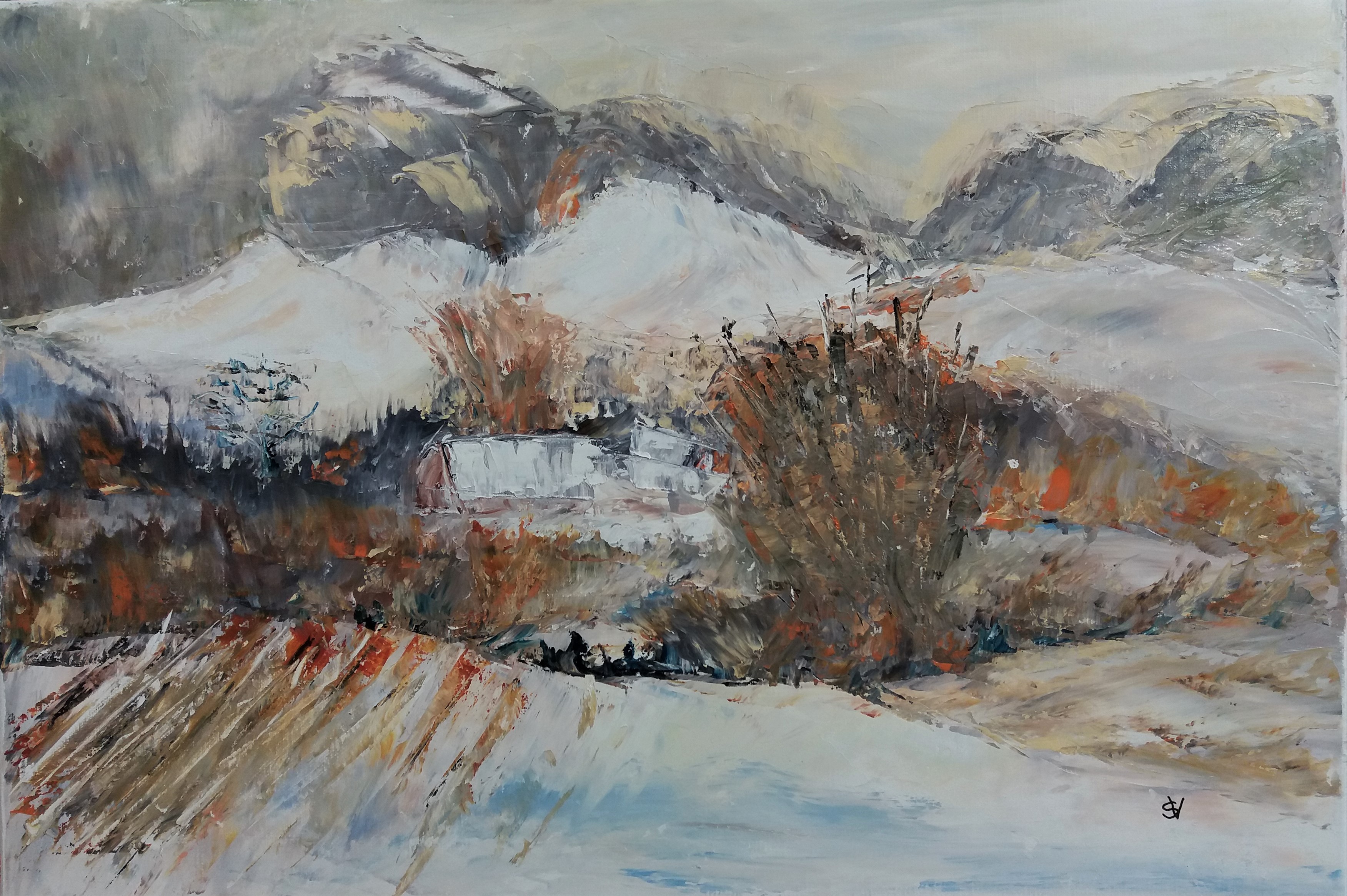 783 labour en hiver huile sur toile 10p 38x55 cm 
