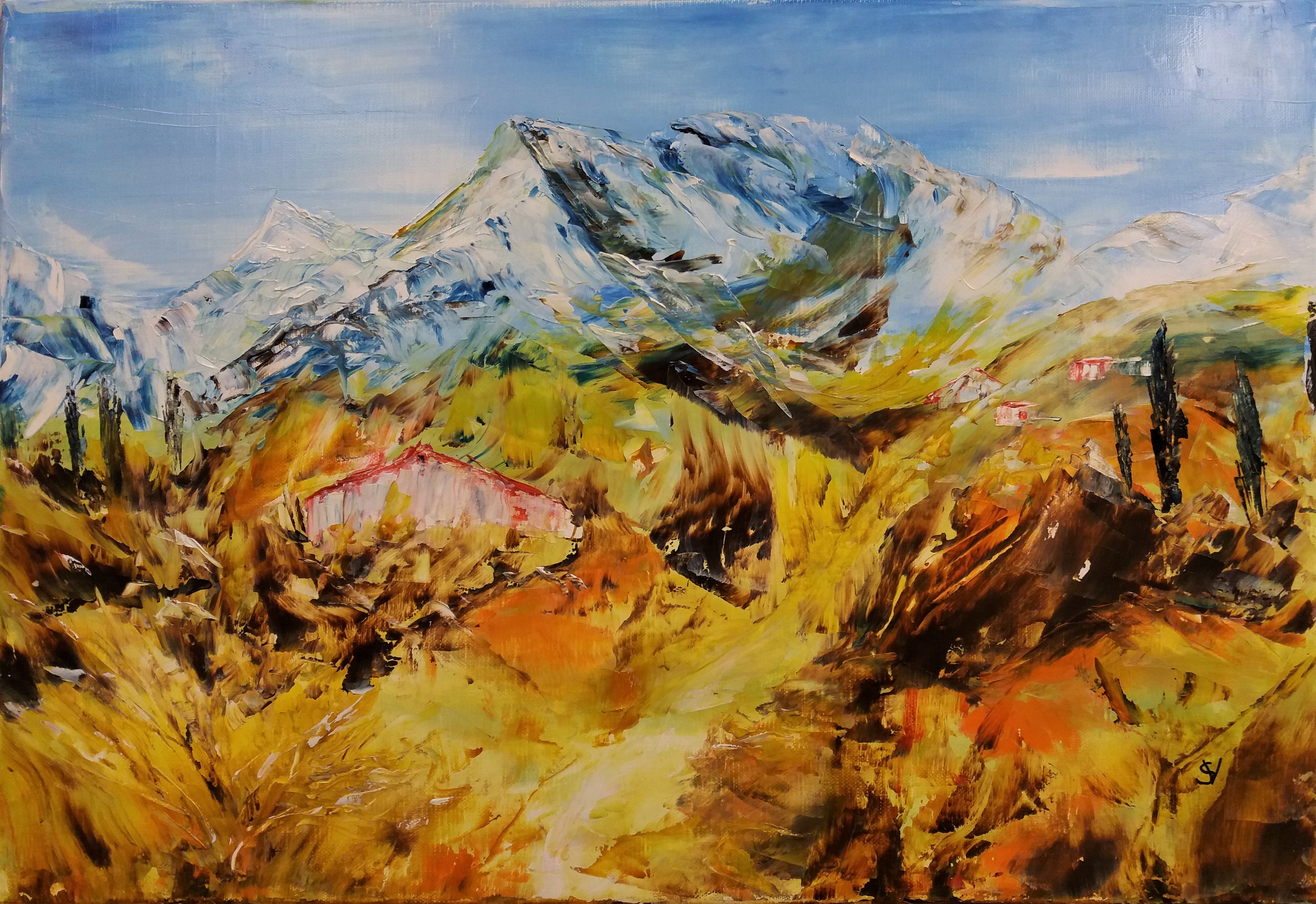 784 alpes maritimes huile sur toile 10p 38x55 cm 