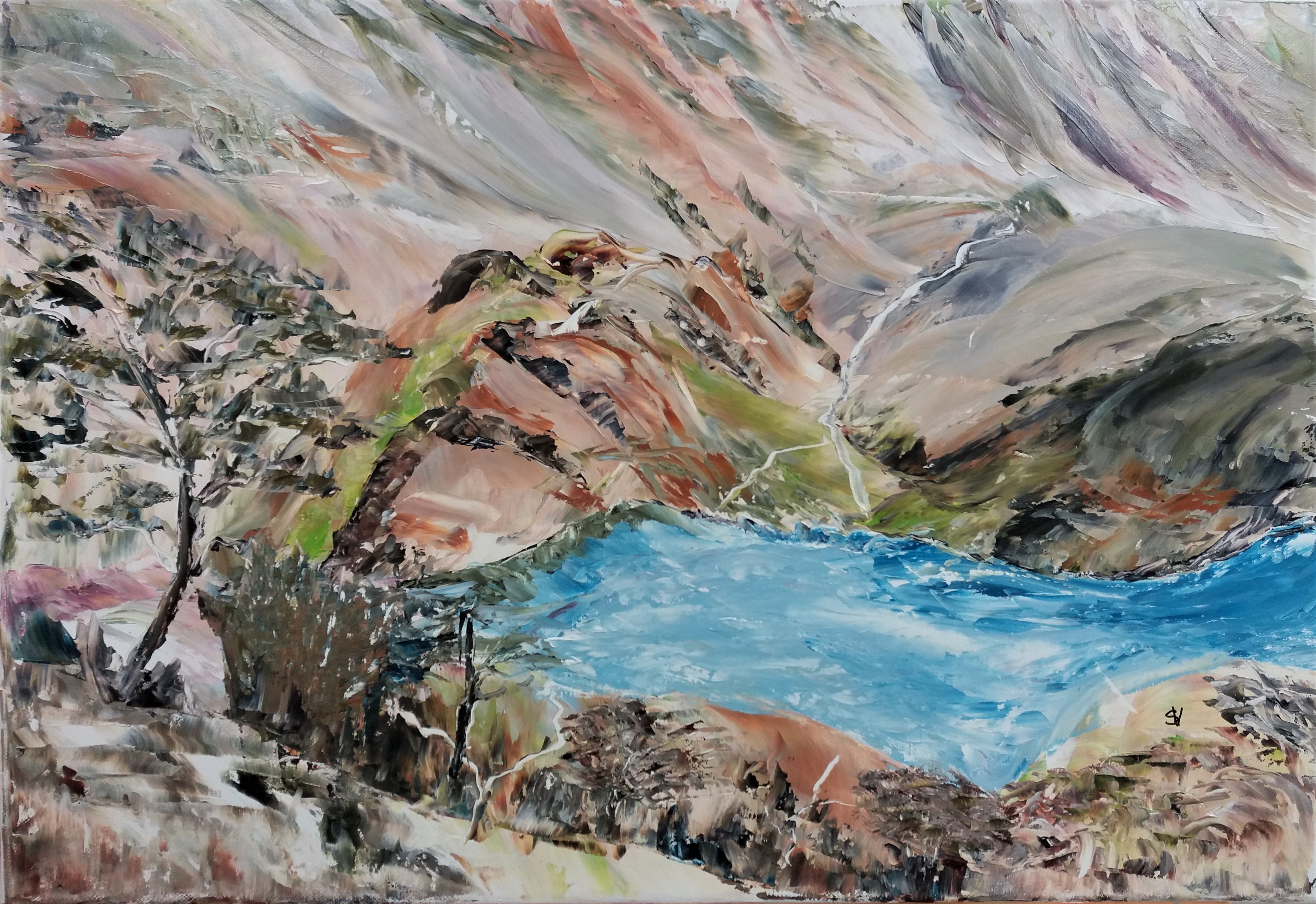 799 lac d espingo pyrenees huile sur toile 10p 38x55 cm 