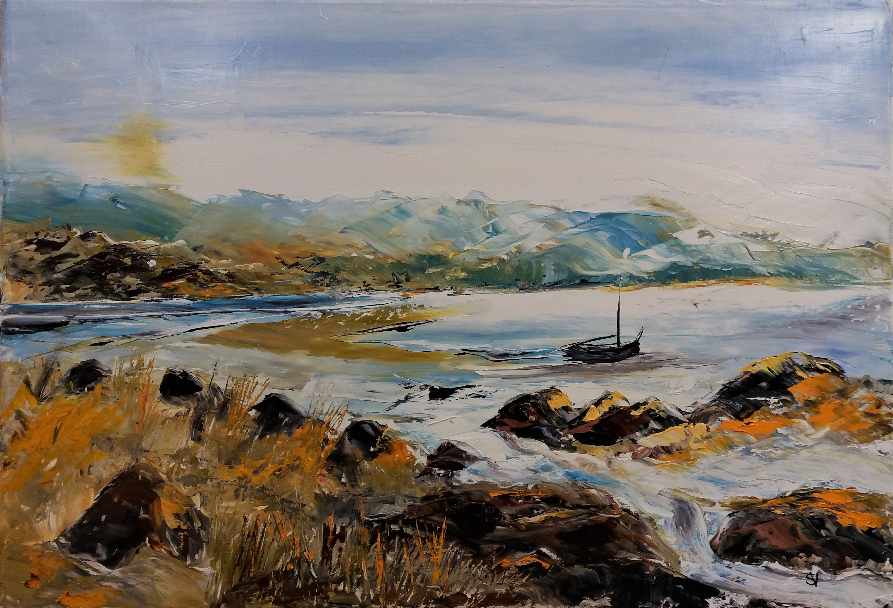 800 maree basse huile sur toile 10p 38x55 cm 