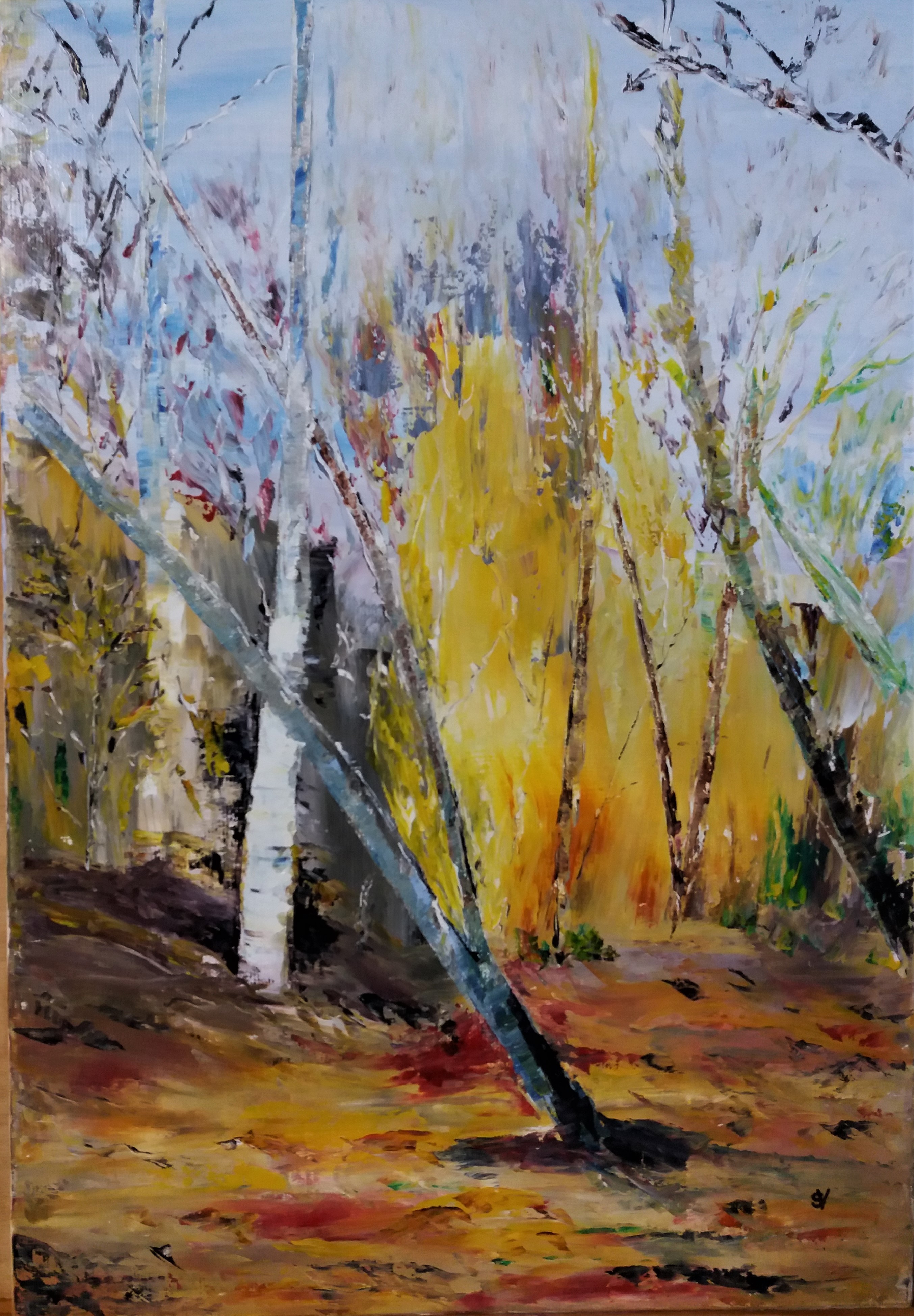 814 allons dans le bois huile sur toile 10p 38x55 cm 