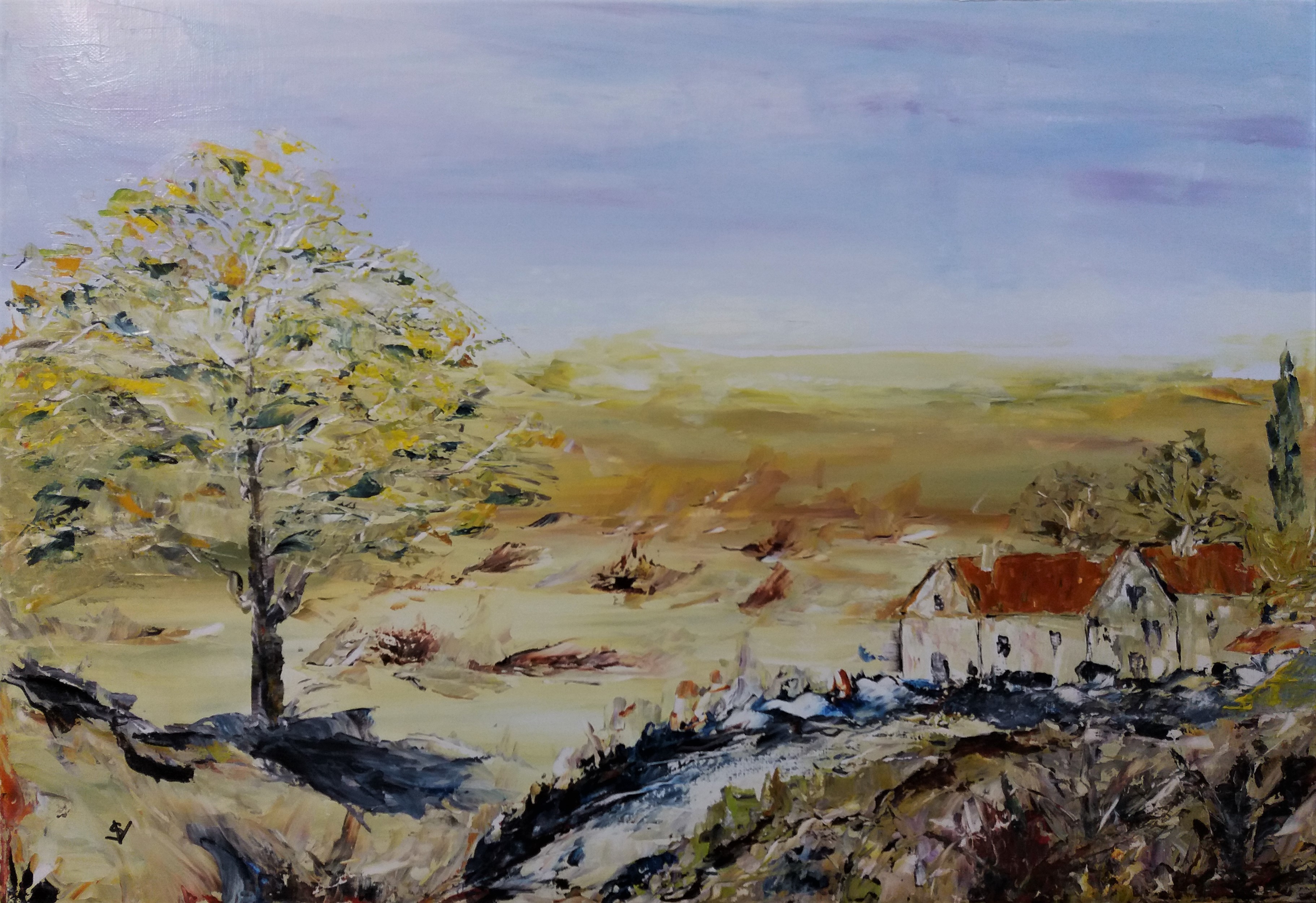 815 la ferme huile sur toile 10p 38x55 cm 