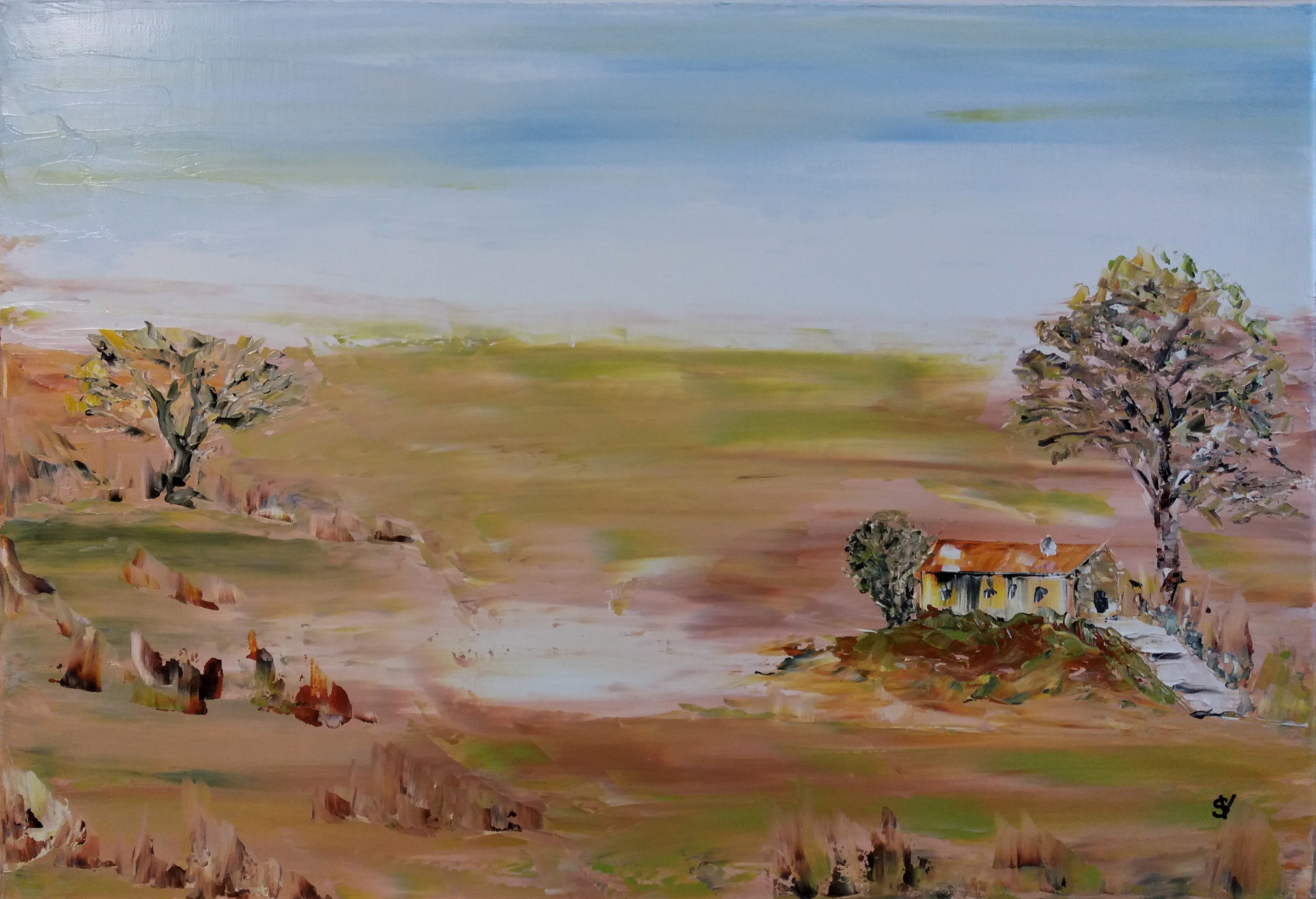 824 le mas huile sur toile 8f 38x46 cm 