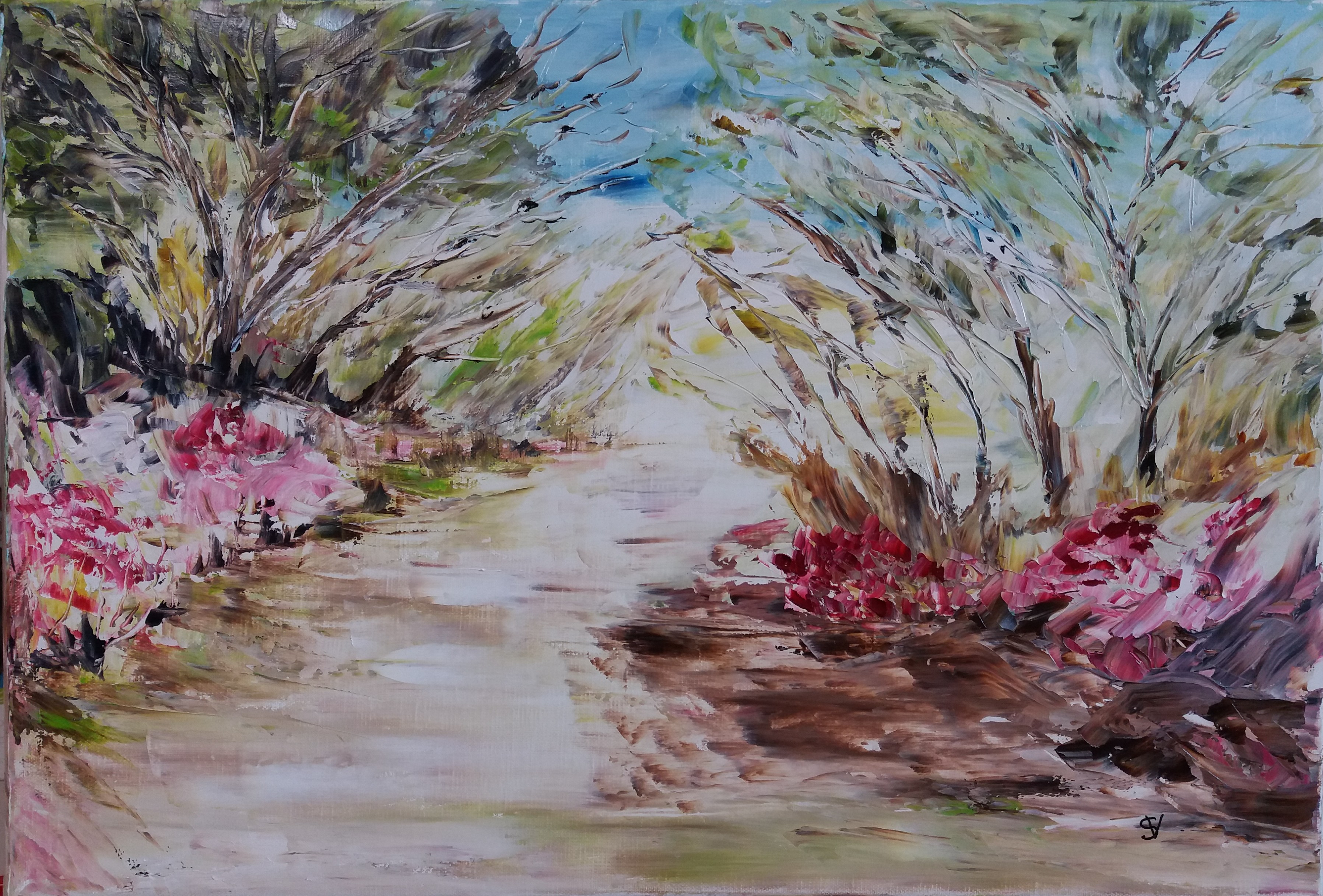 880 azalees fleuries huile sur toile 10p 38x55 cm 