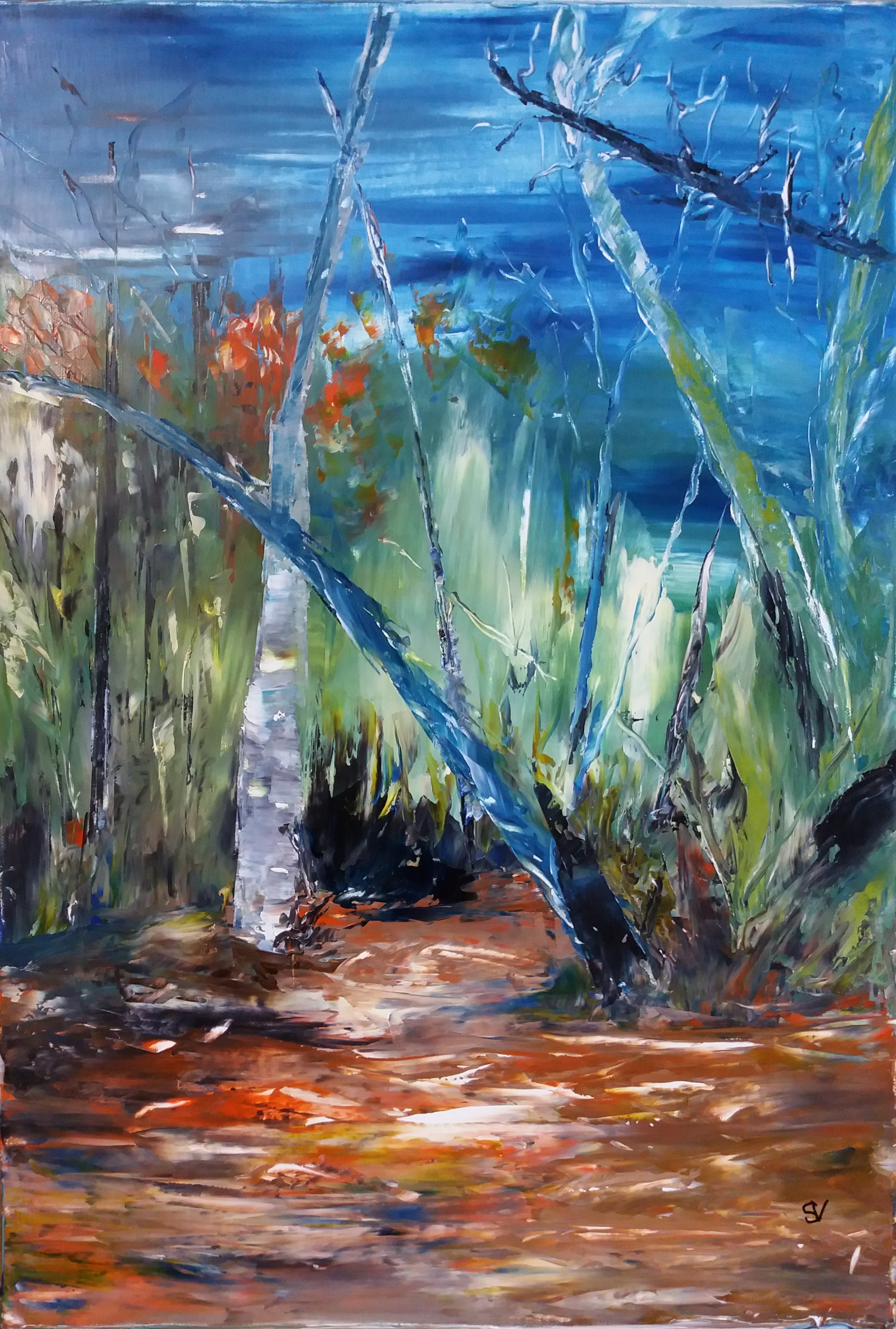 882 au clair de lune huile sur toile 10p 38x55 cm 