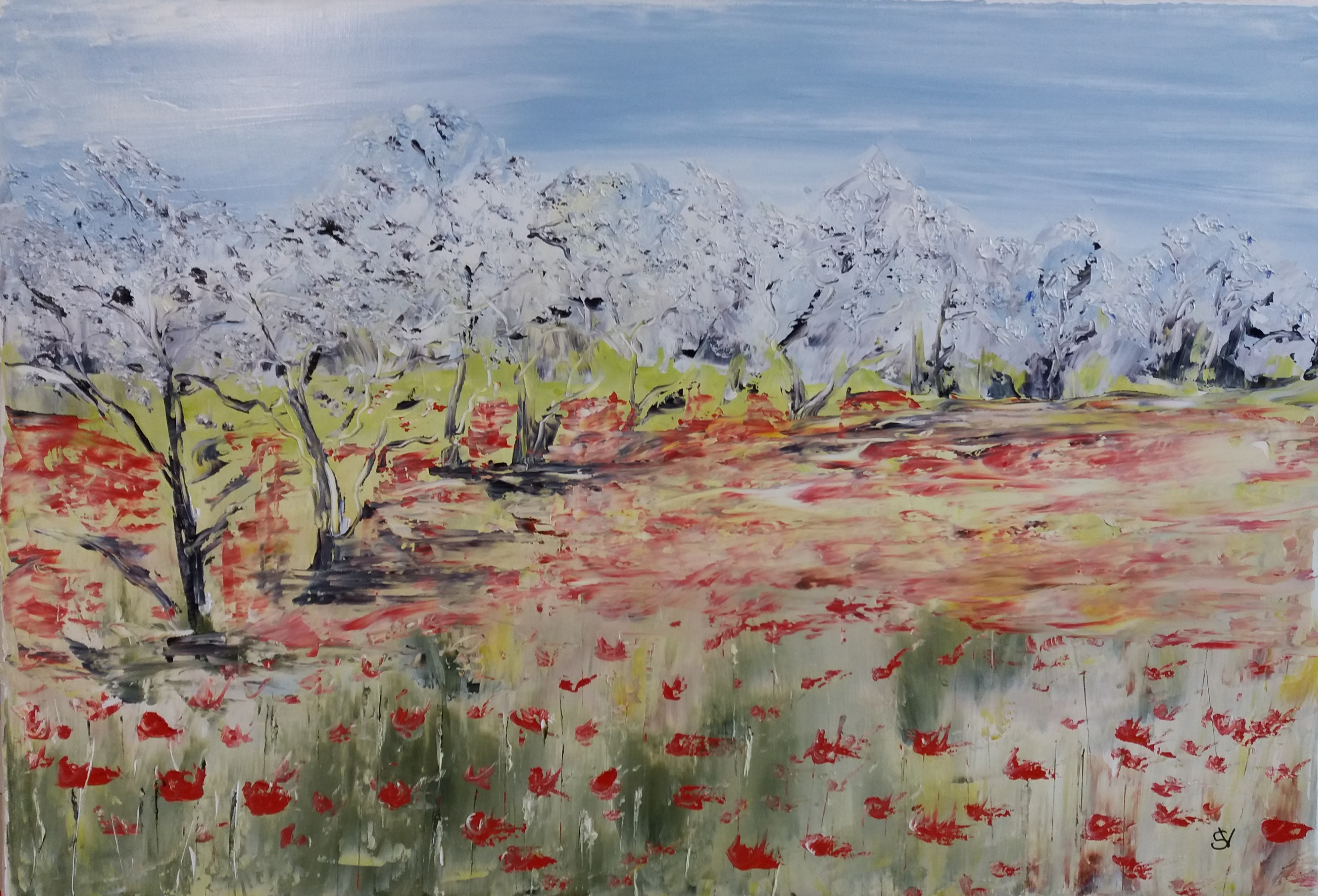 888 les coquelicots huile sur toile 10p 38x55 cm 