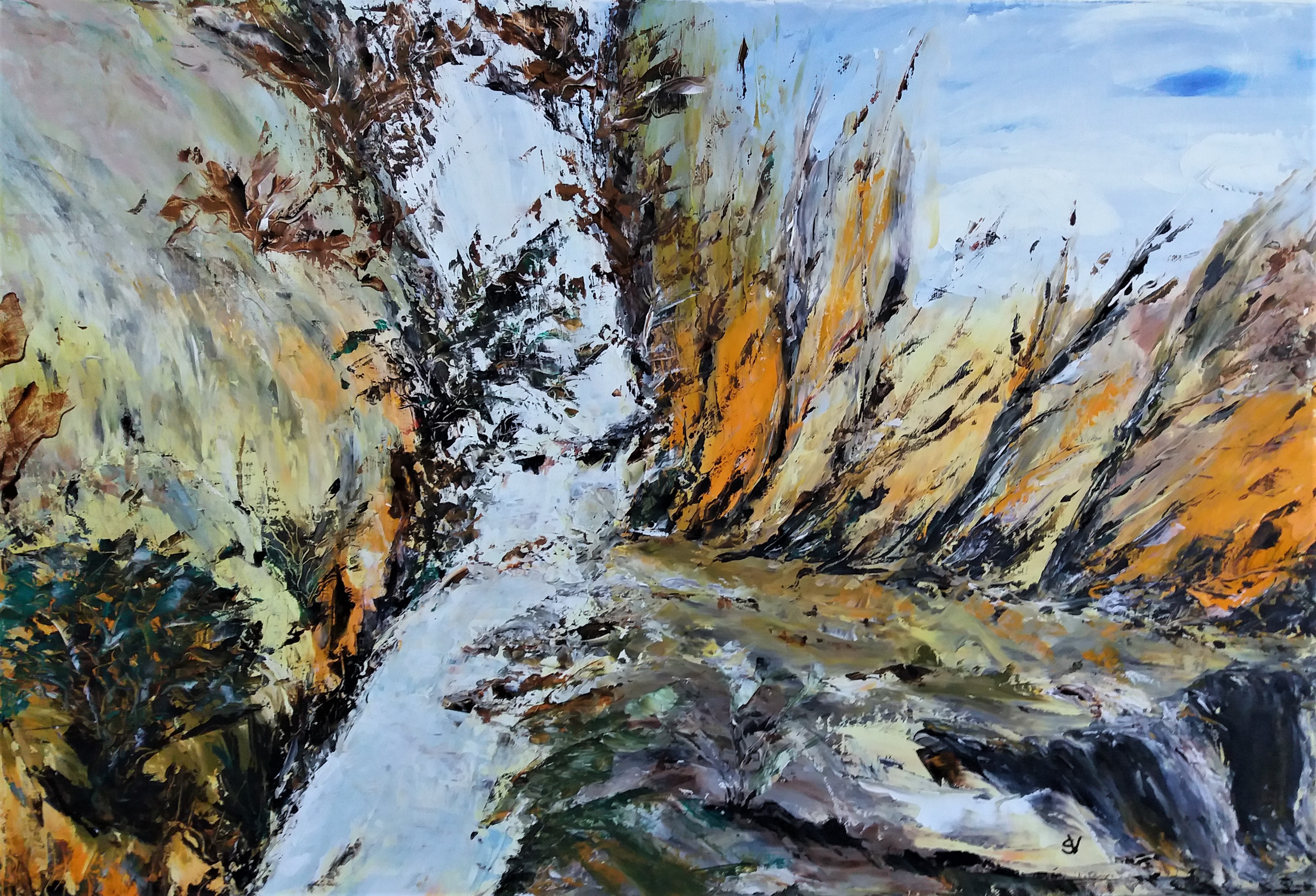 899 la chute huile sur toile 10p 38x55 cm 