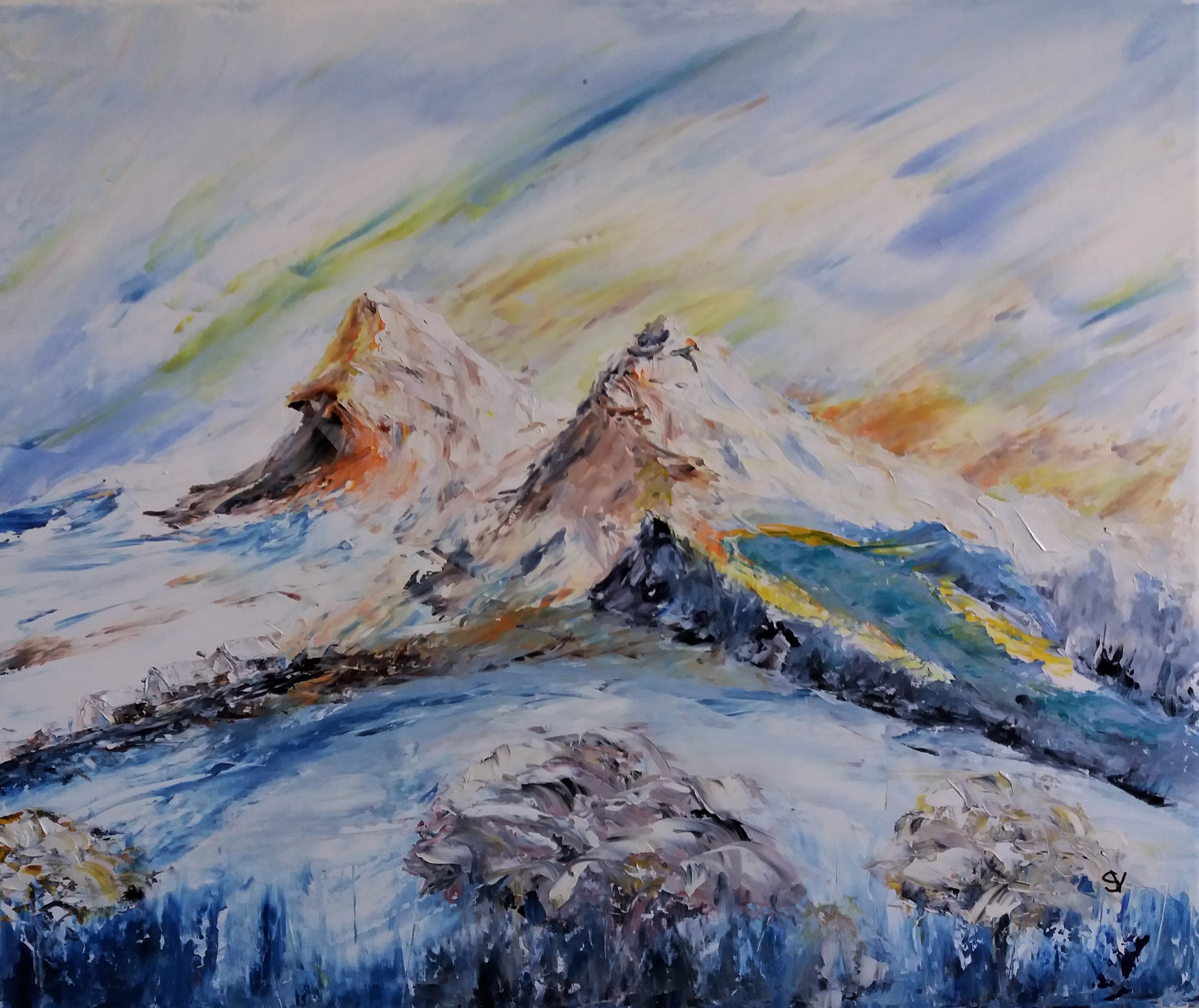 908 les granges au dessus des nuages huile sur toile 10f 46x55 cm 