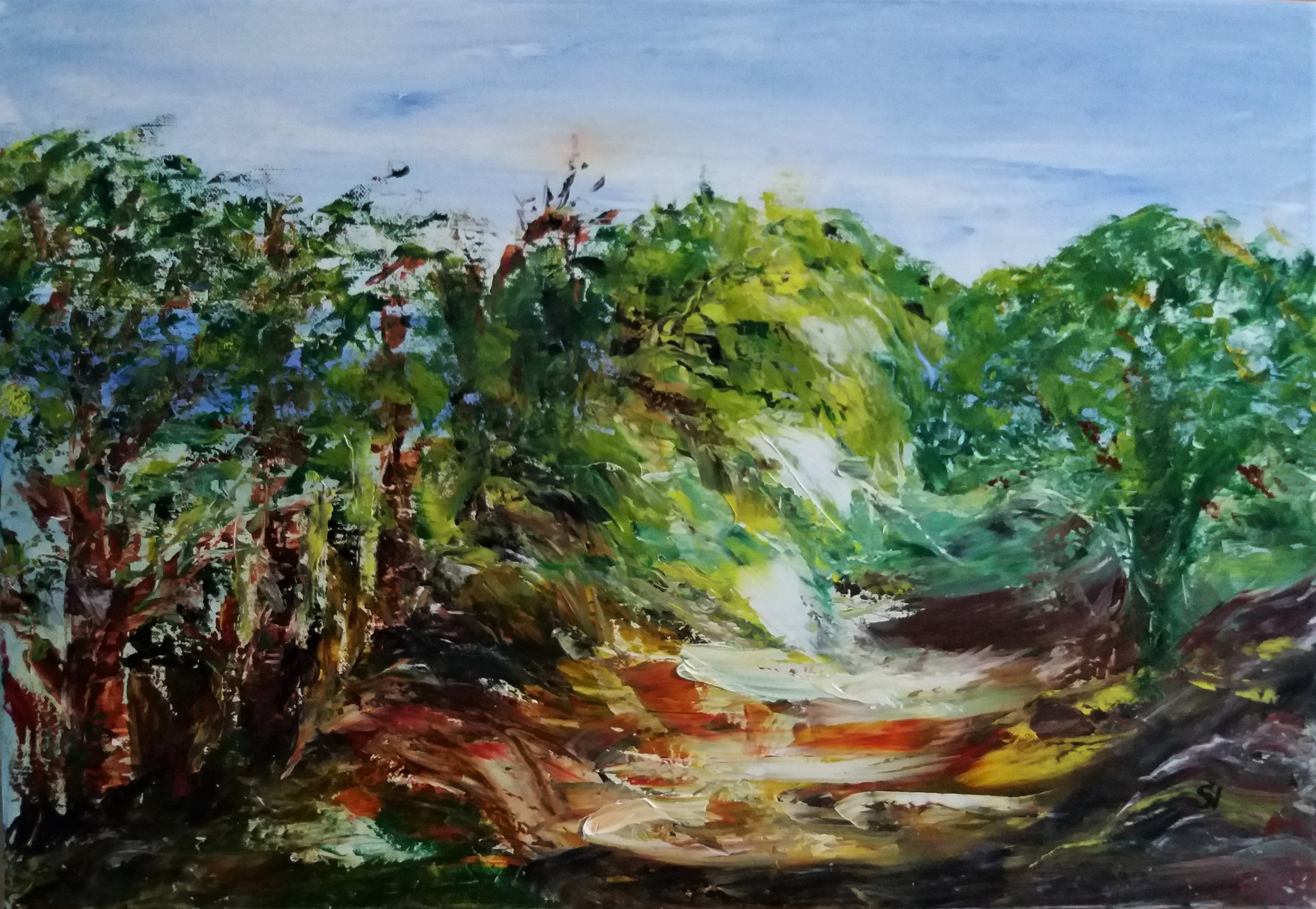 939 le chemin huile sur toile 10p 38x55 cm 