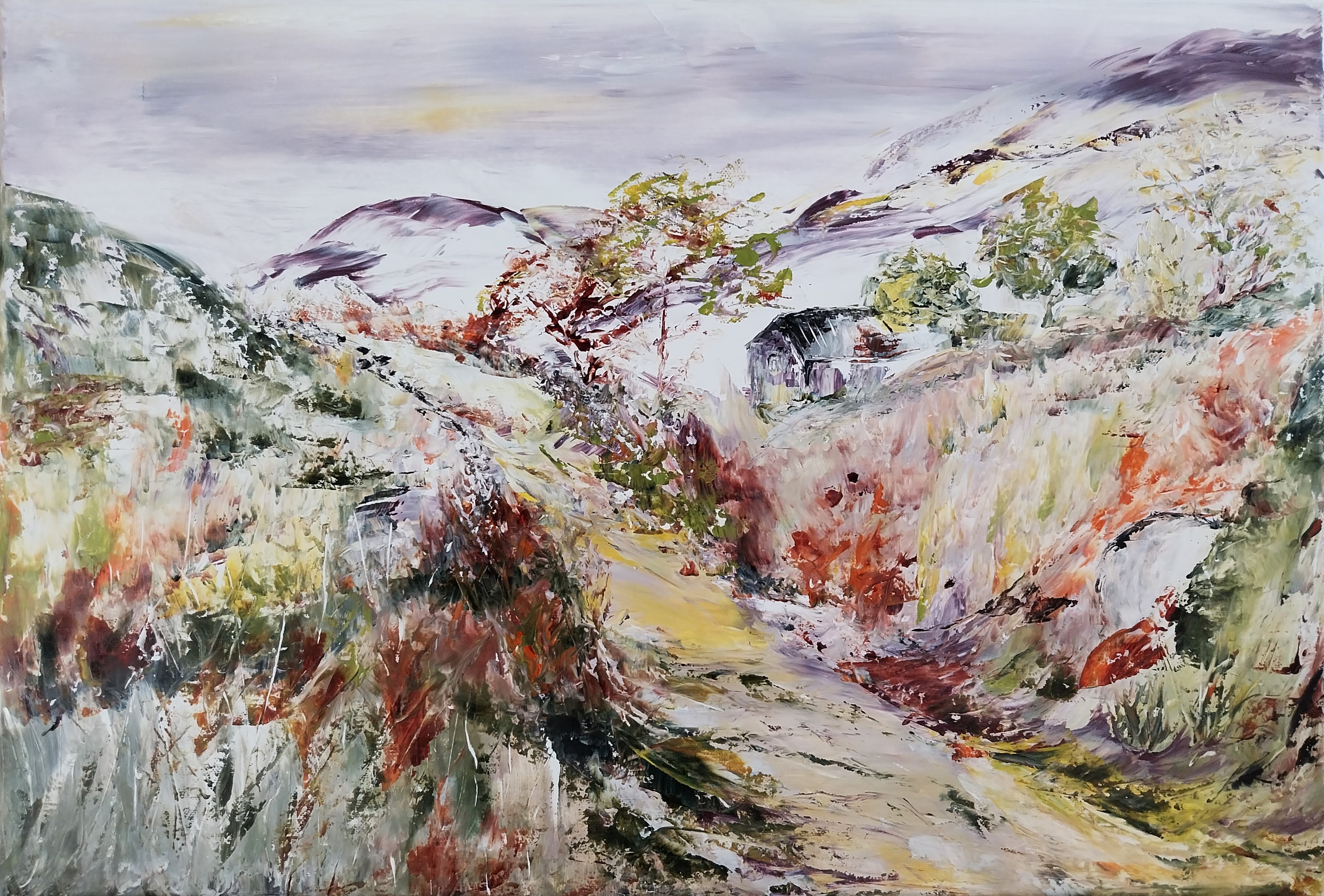 951 sentier huile sur toile 10p 38x55 cm 