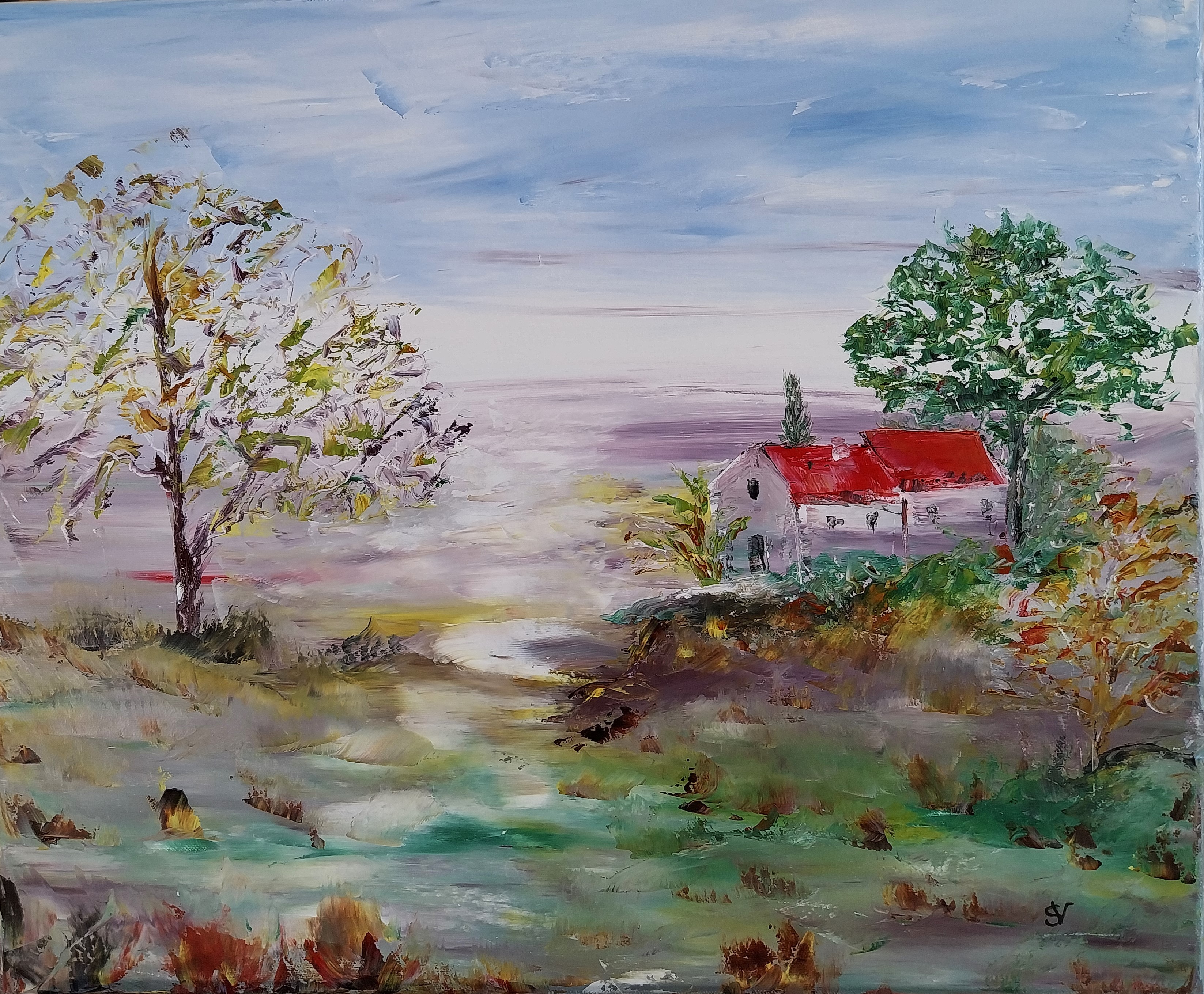 953 reve d evasion huile sur toile 10f 46x55 cm 