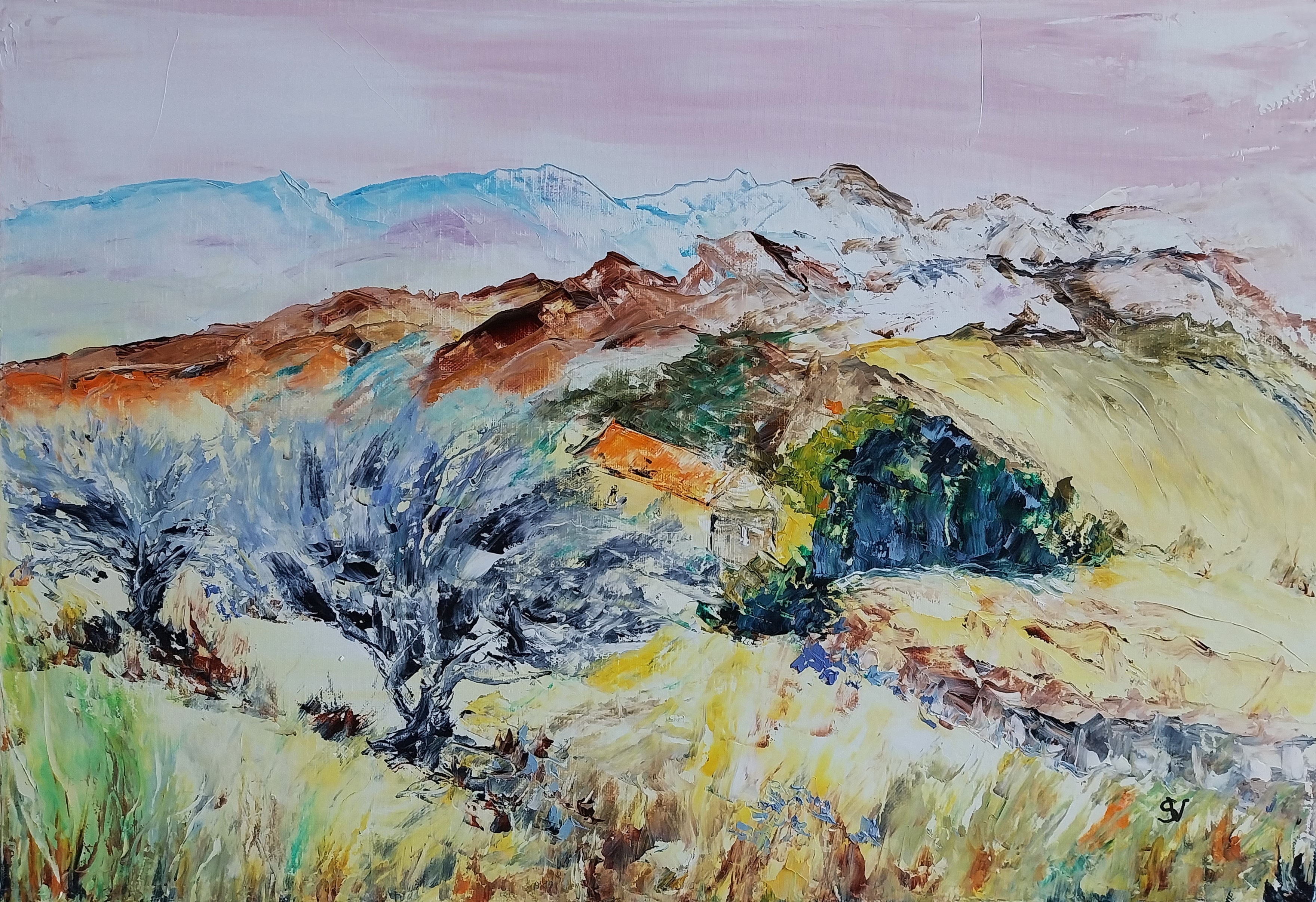 955 oliviers 2 huile sur toile 10p 38x55 cm 