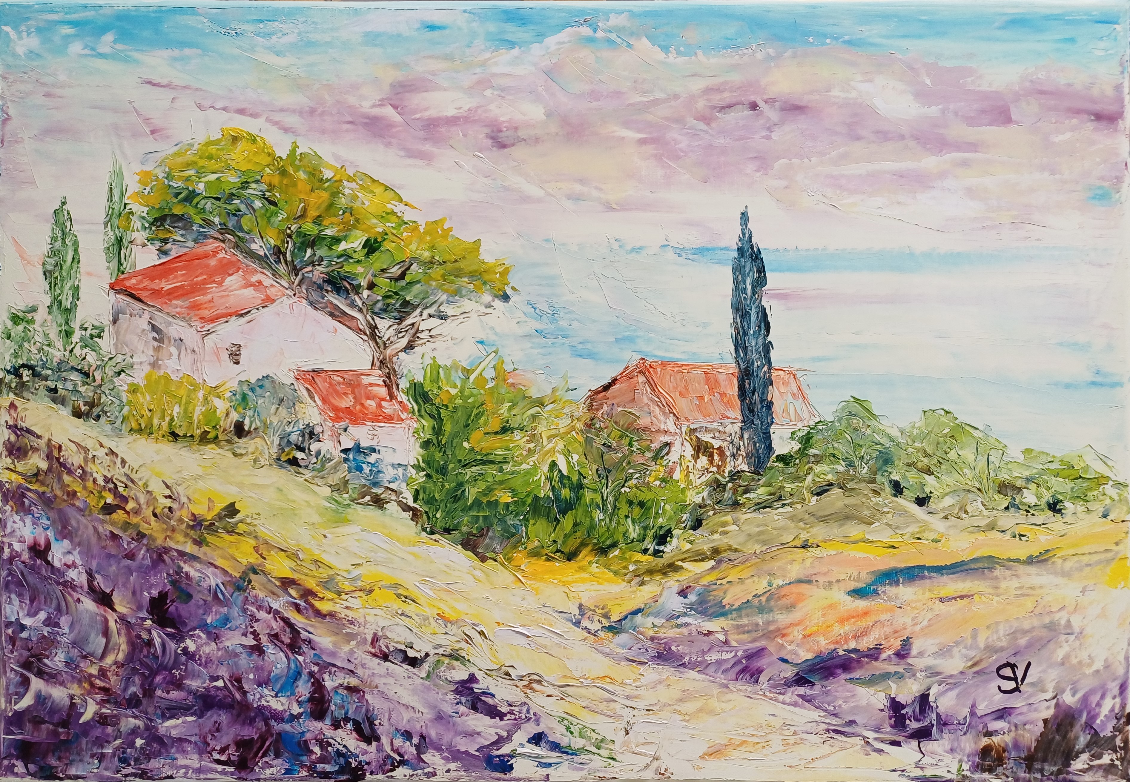 966 provence huile toile 10p 38x55cm 