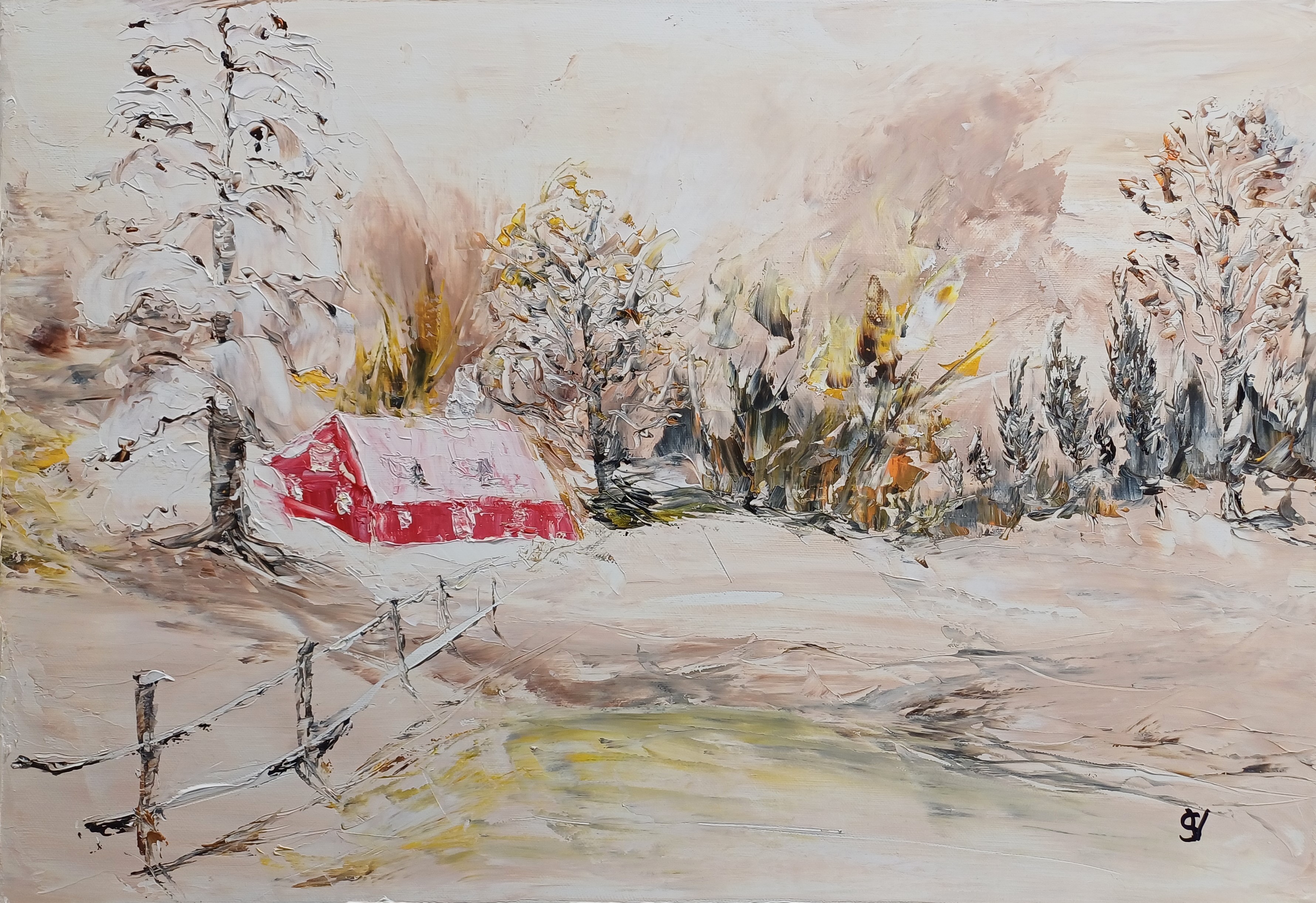 971 l hiver huile toile 10p 38x55cm 