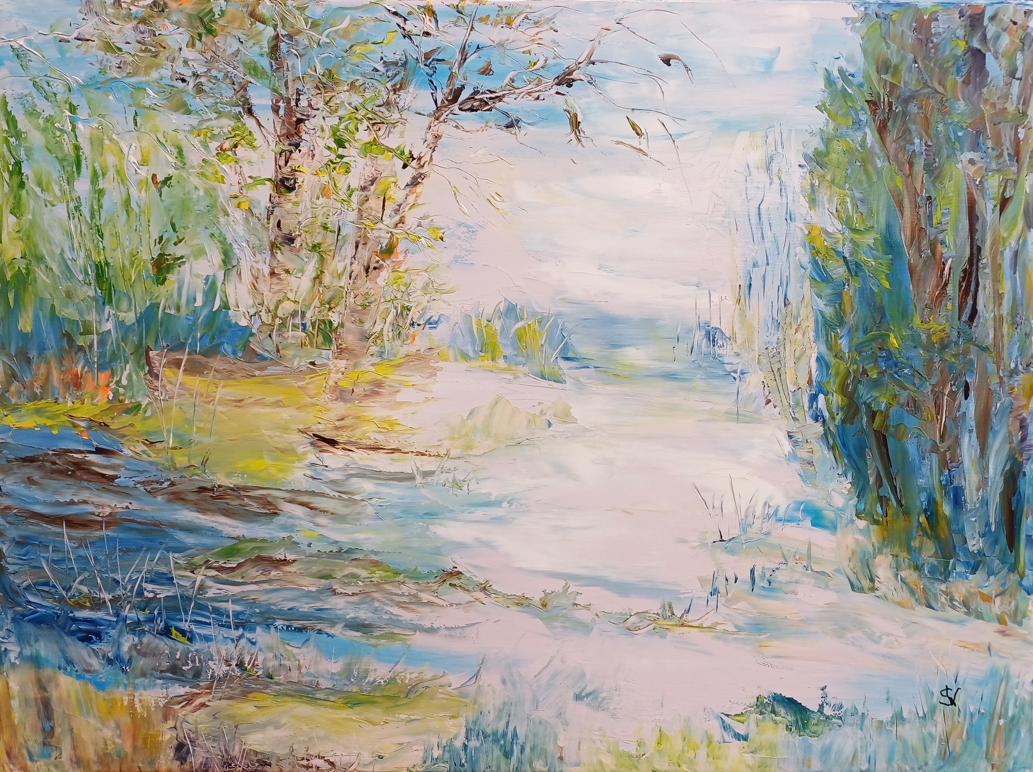 990 coulee de lumiere huile toile 12p43x61 cm