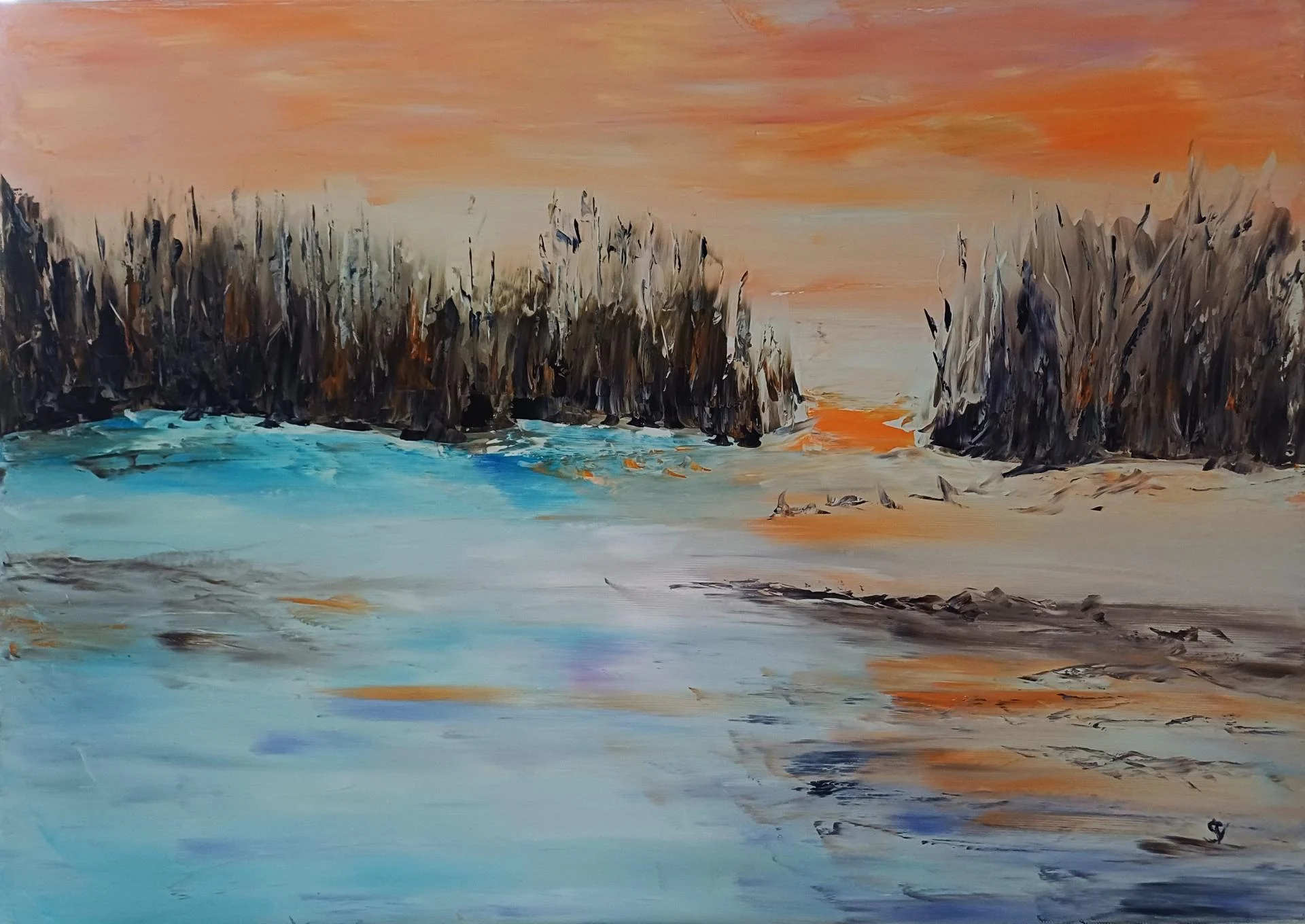 1336 lever du jour huile canvas 50x70