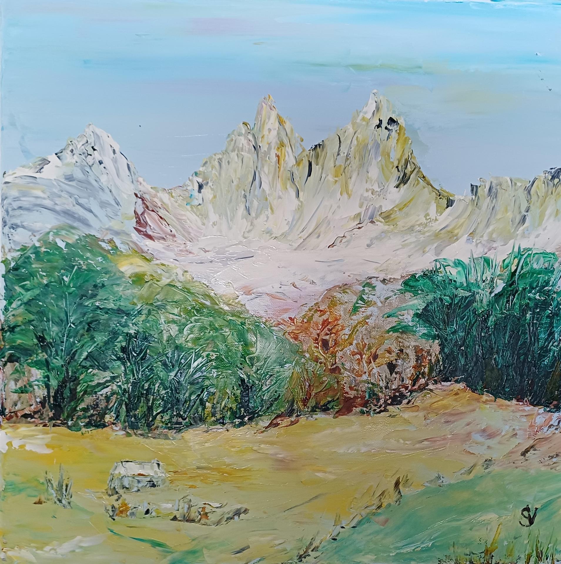 Les pyrenees aiguilles toile 40x40cm