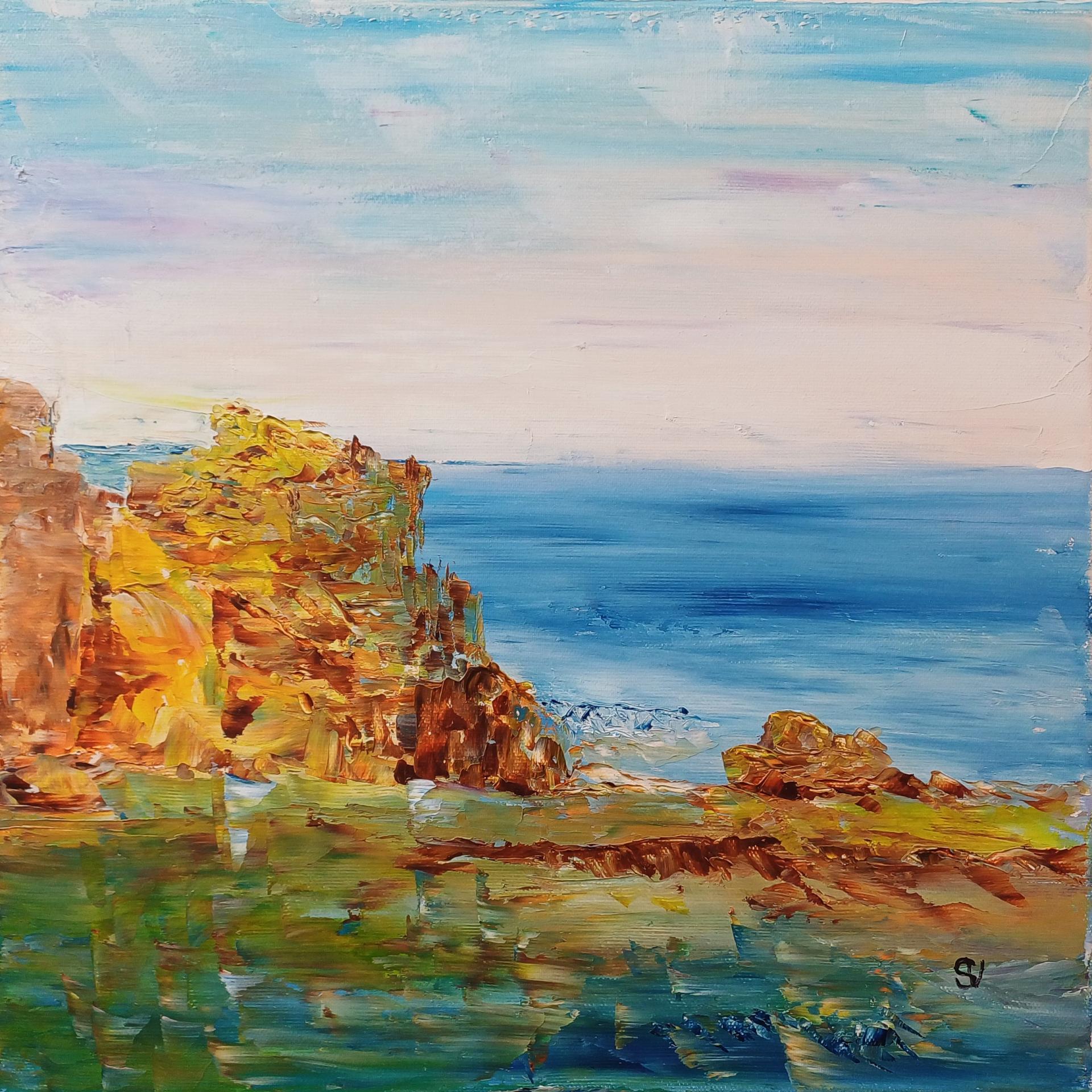 Rochers huile toile 40x40cm