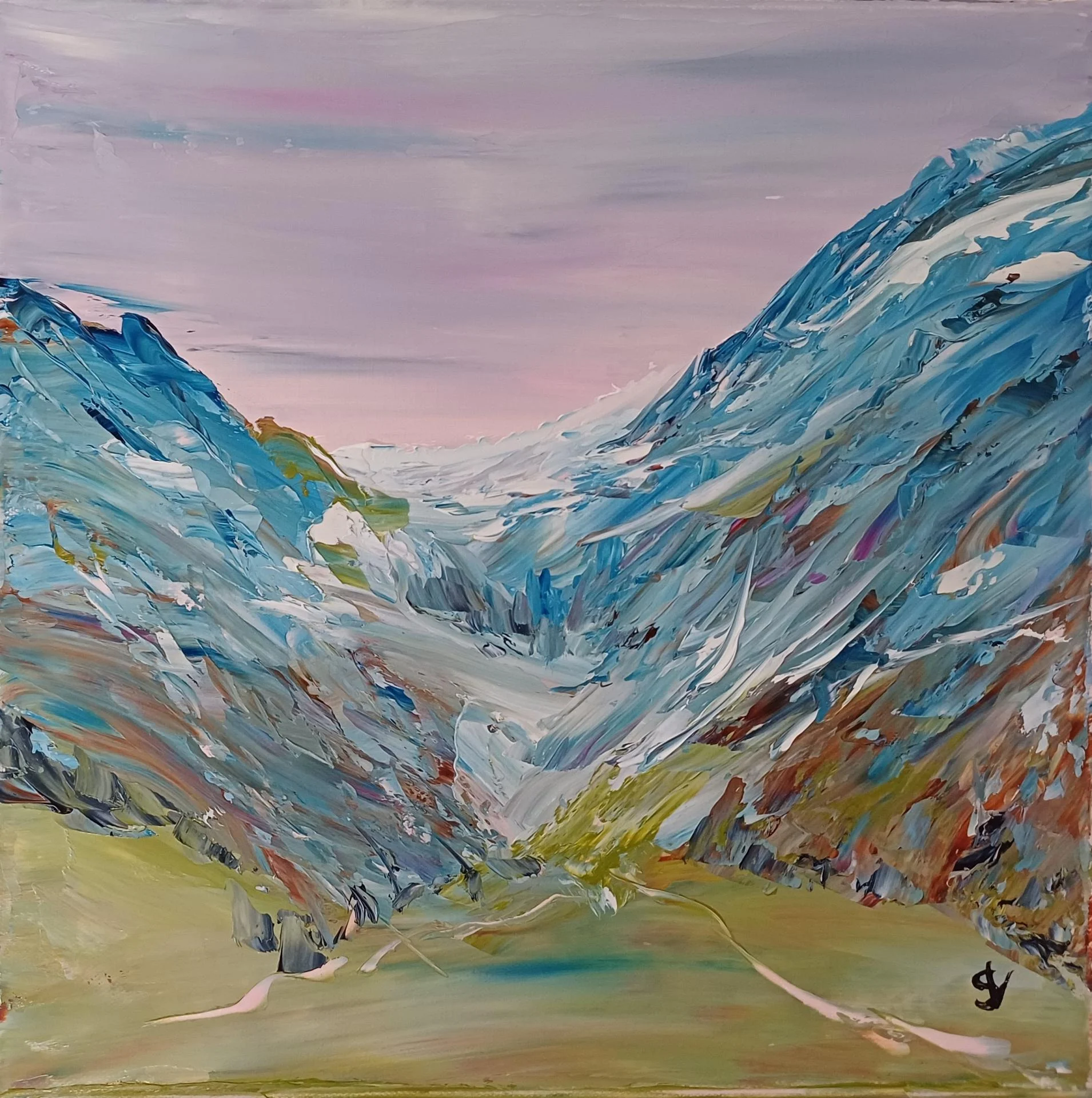 Vallee pyreneene huile toile 30x30cm